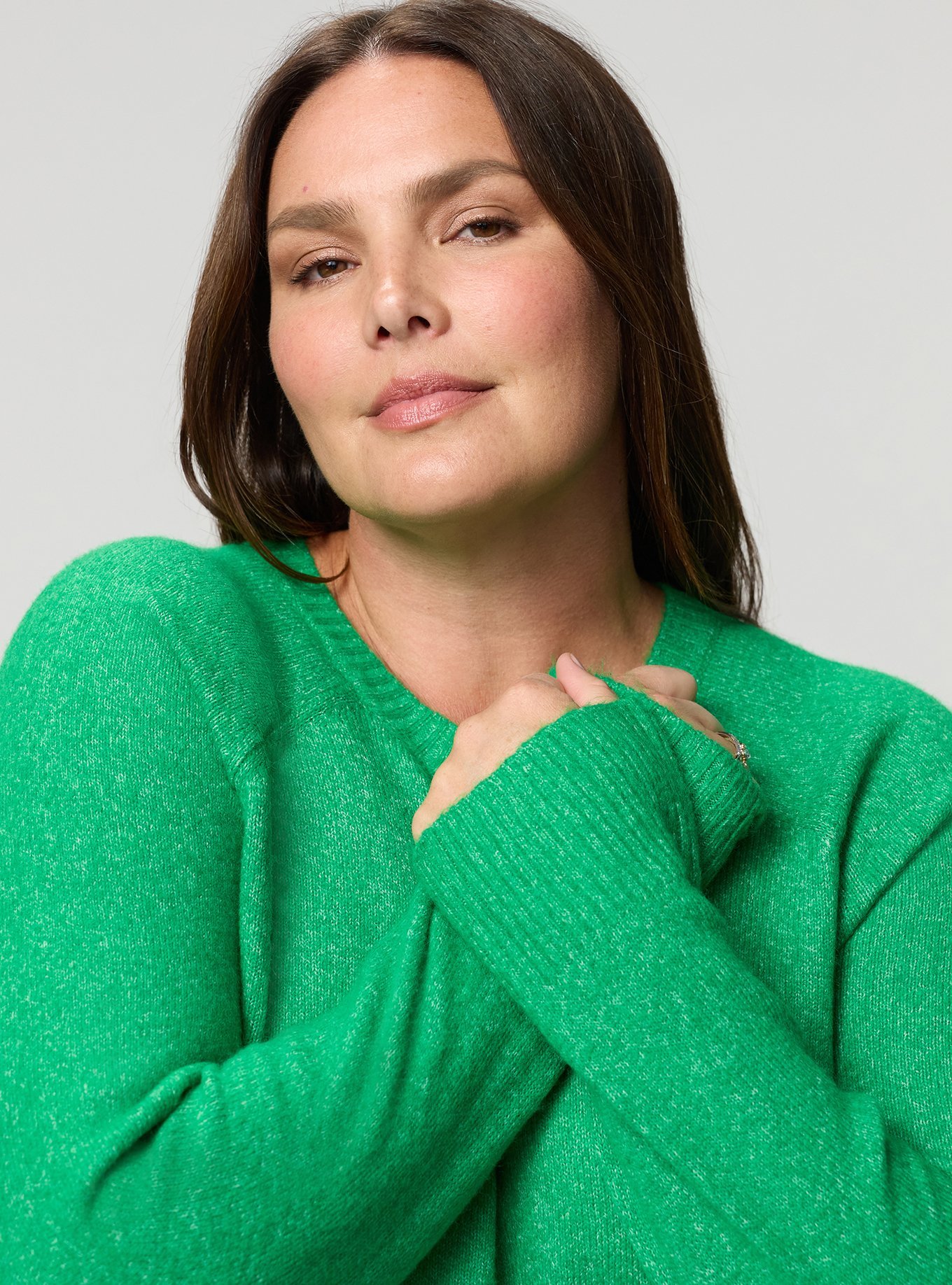 Vegan Cashmere Pullover Sweater, JELLY BEAN, alternate