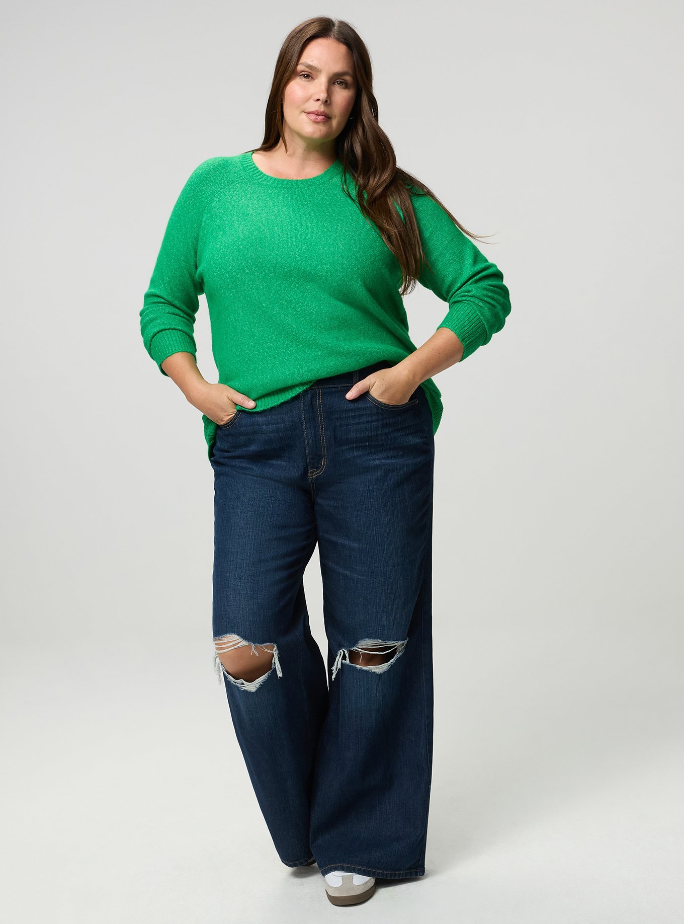 Vegan Cashmere Pullover Sweater, JELLY BEAN, alternate