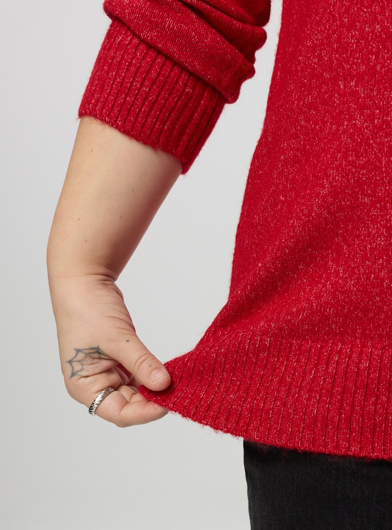 Plus Size Vegan Cashmere Pullover Sweater, JESTER RED, alternate