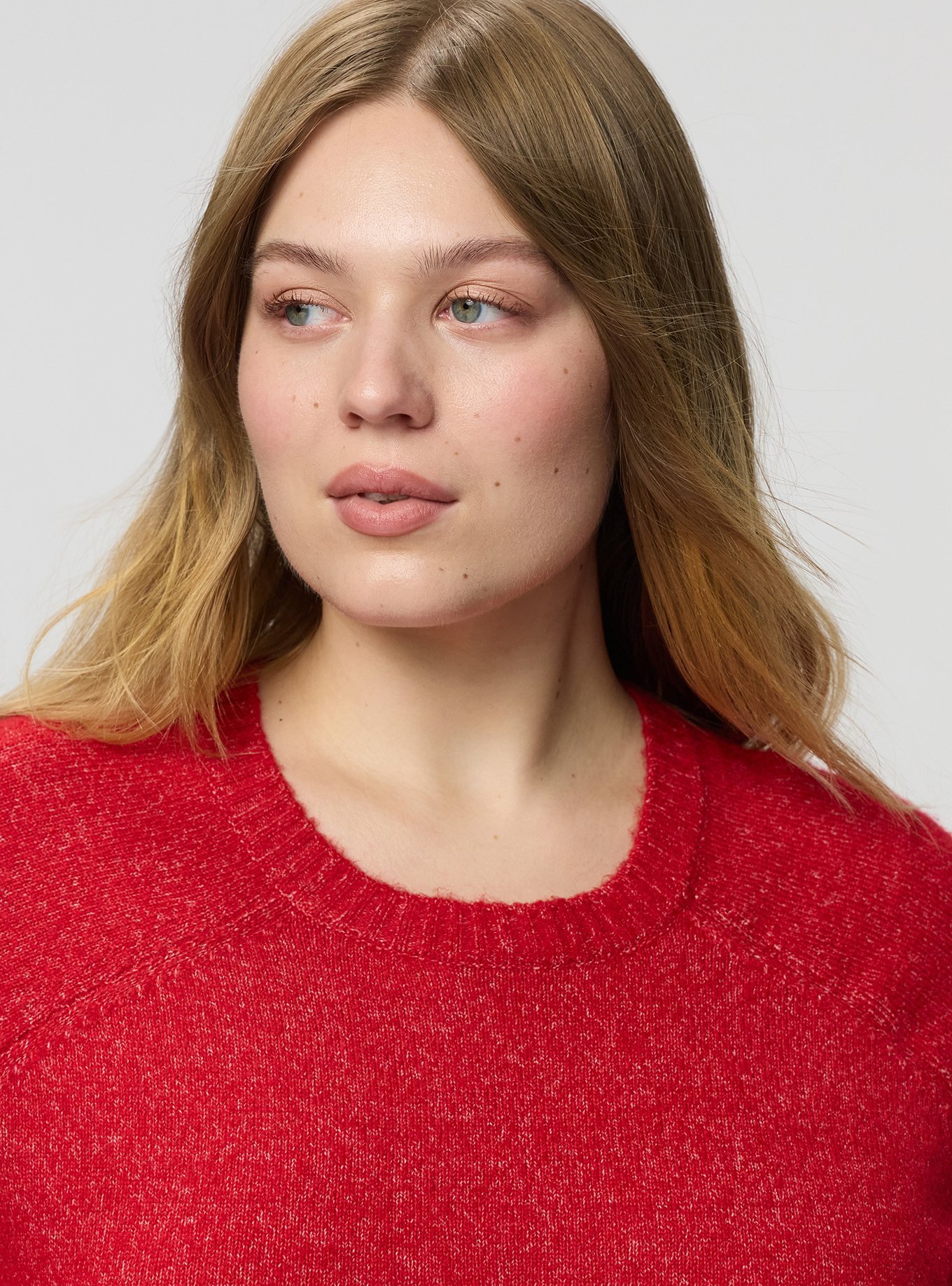 Plus Size Vegan Cashmere Pullover Sweater, JESTER RED, alternate