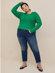 Vegan Cashmere Pullover Sweater, BRIGHT GREEN, alternate