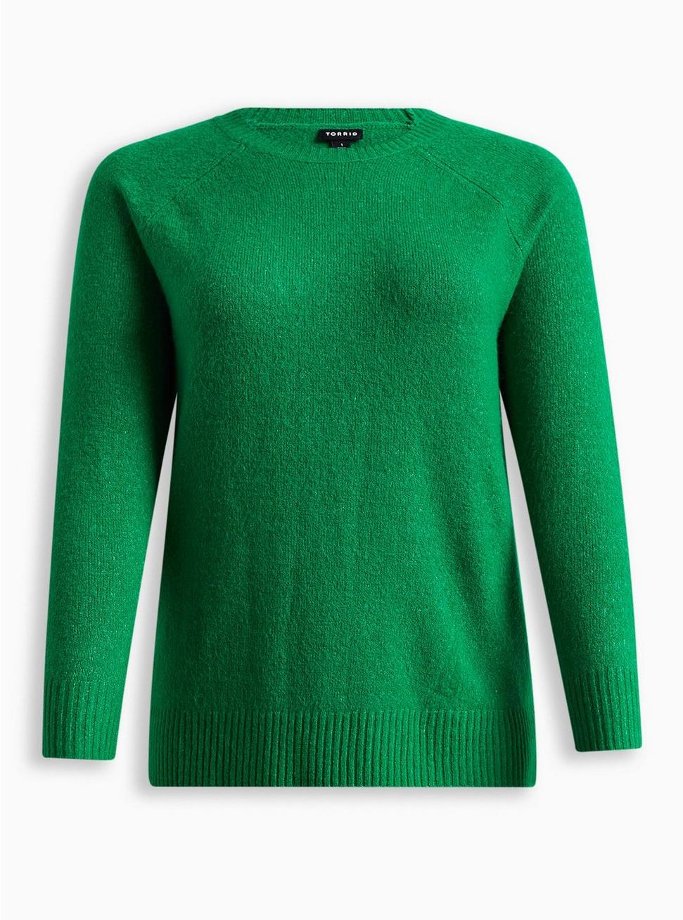Vegan Cashmere Pullover Sweater, BRIGHT GREEN, hi-res