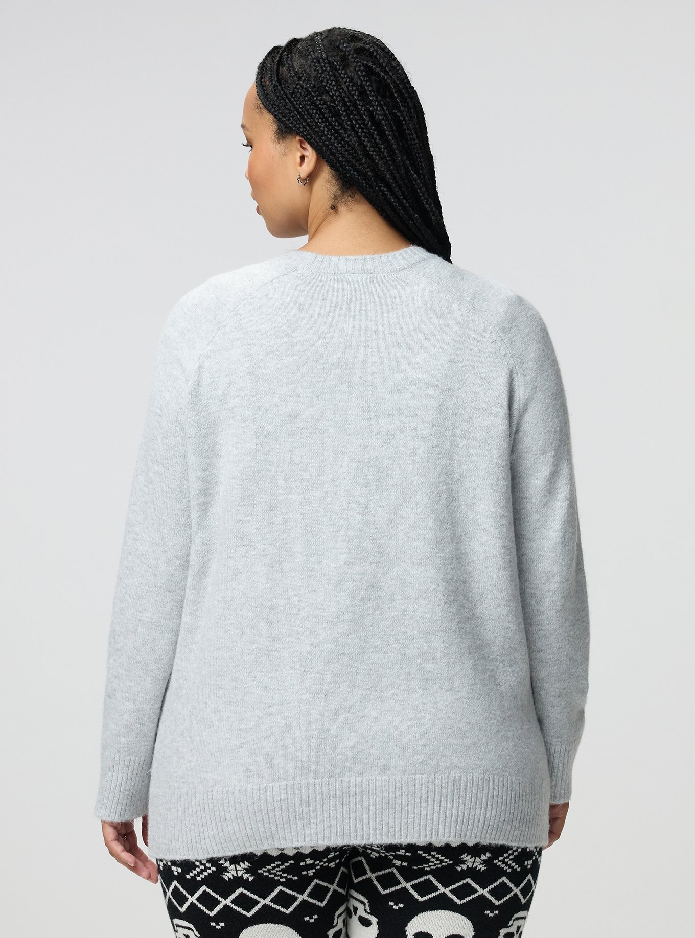 Vegan Cashmere Pullover Sweater, LT HEATHER GREY VEGAN CASHMERE, alternate