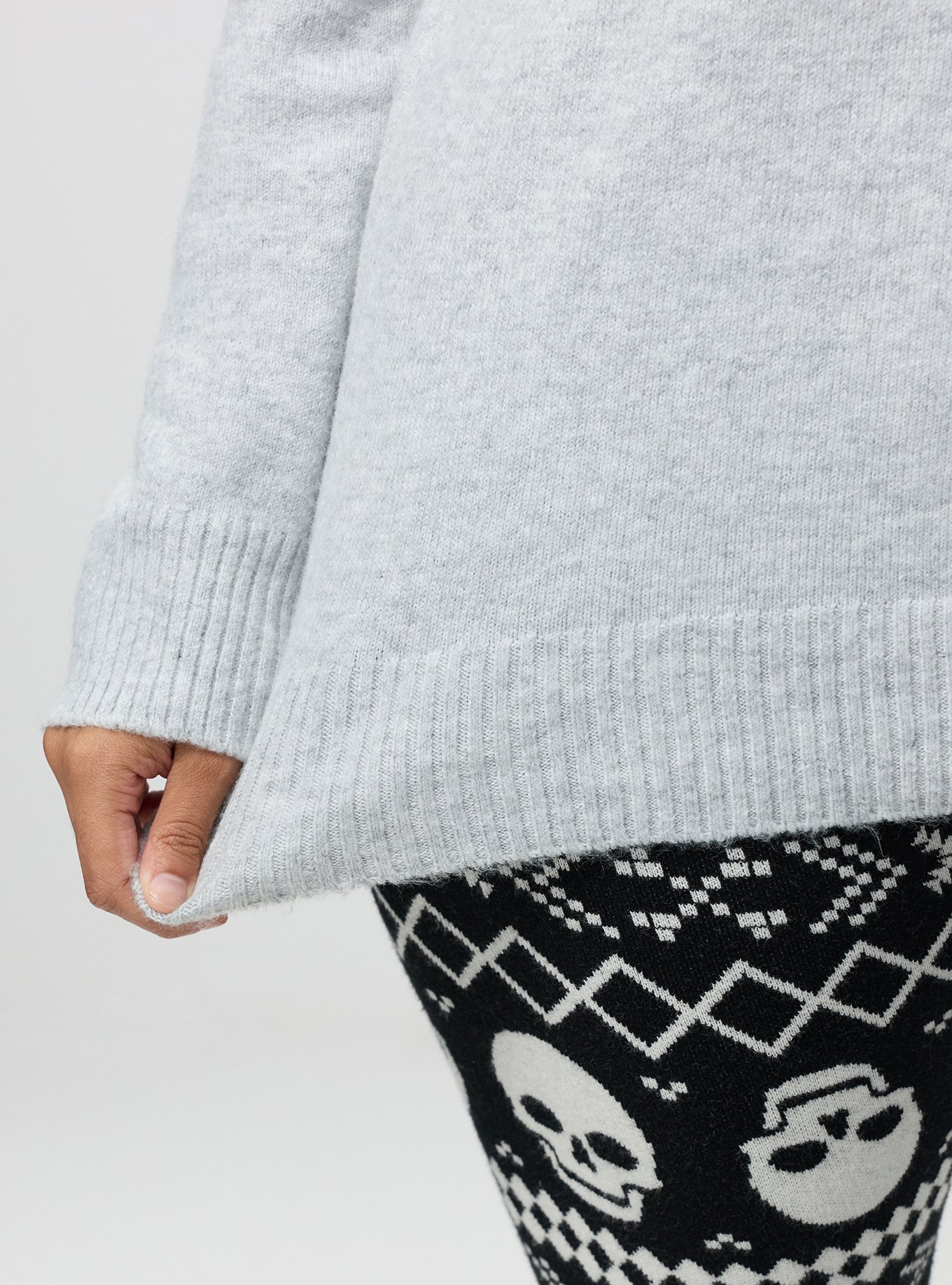 Vegan Cashmere Pullover Sweater, LT HEATHER GREY VEGAN CASHMERE, alternate