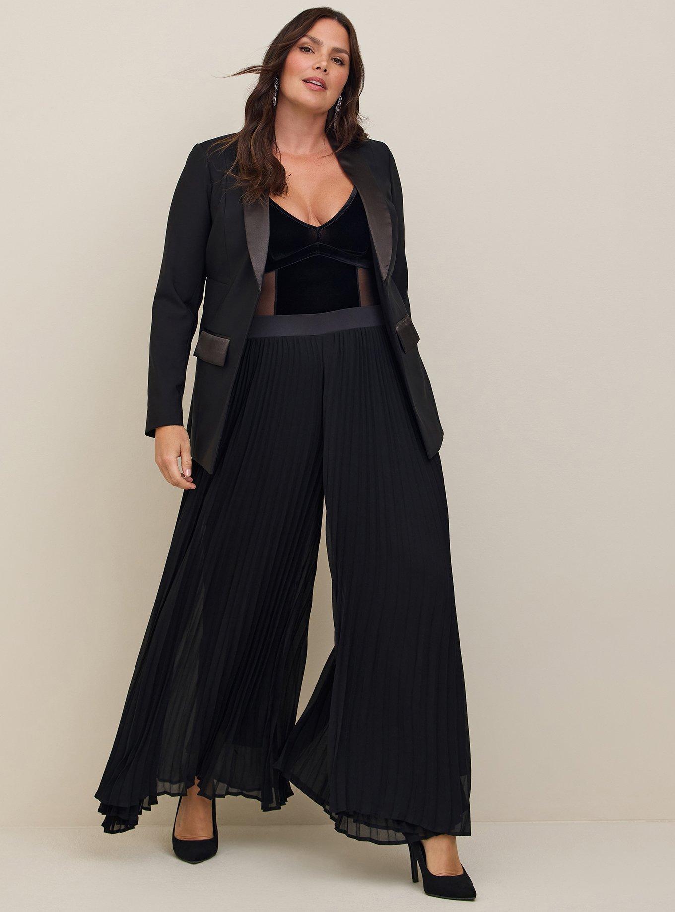 Plus Size Pull On Wide Leg Chiffon High Rise Accordion Pleat Pant Torrid