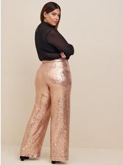 Pull-On Wide Leg Sequin High-Rise Pant, CHAMPAGNE BEIGE TAN, alternate