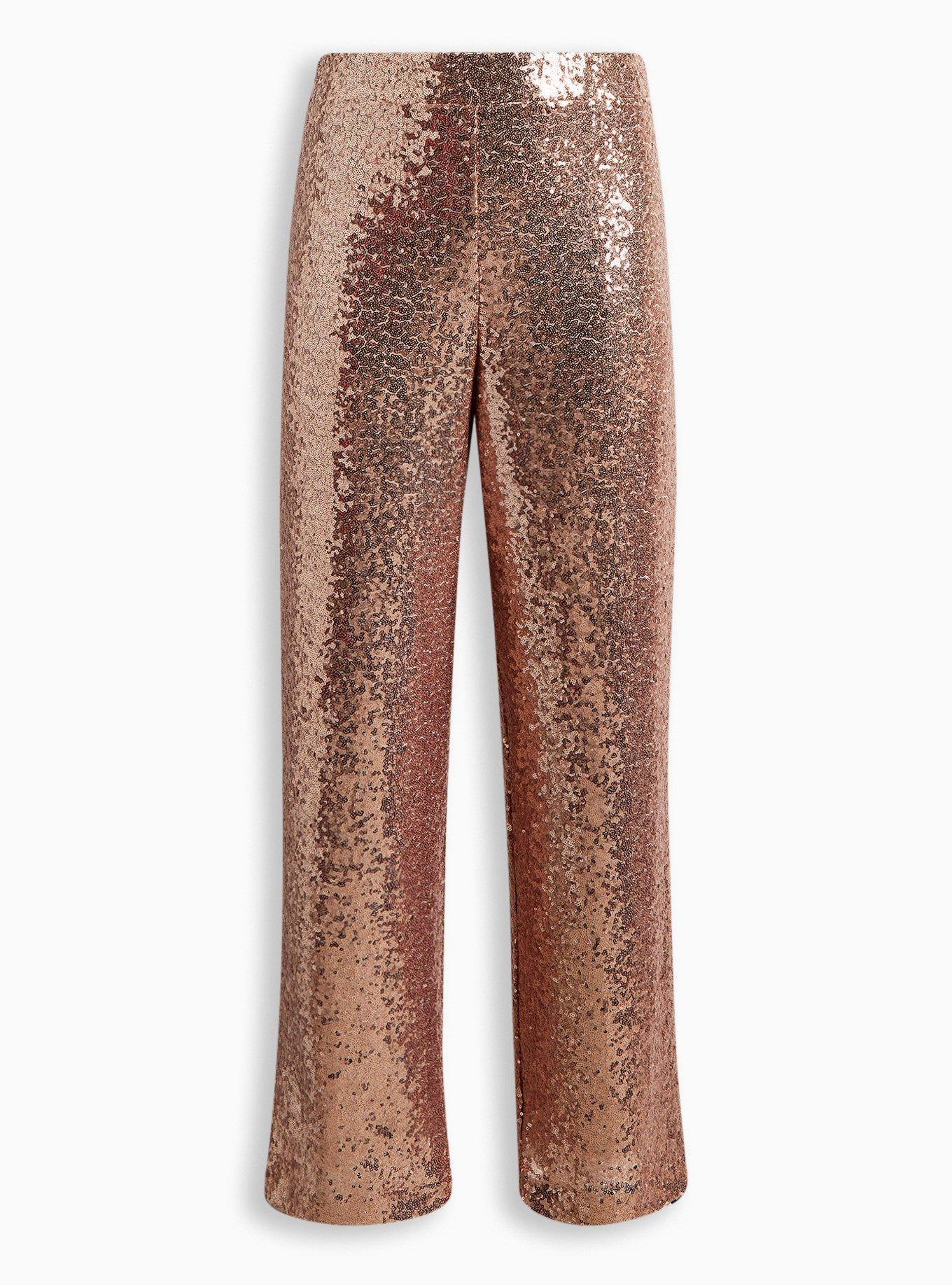 Pull-On Wide-Leg Sequin Pant
