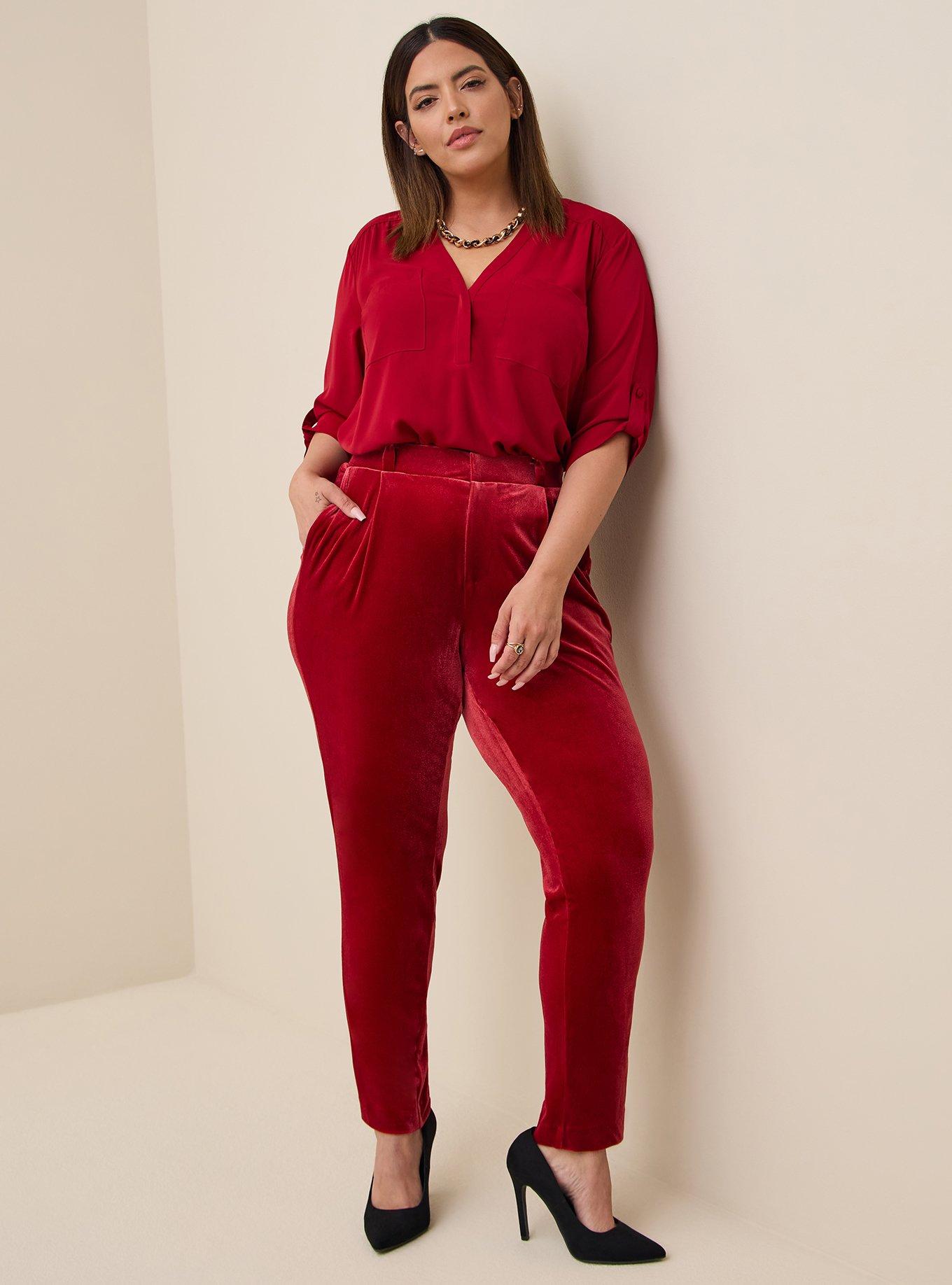 Plus Size - Relaxed Taper Velvet High-Rise Pant - Torrid