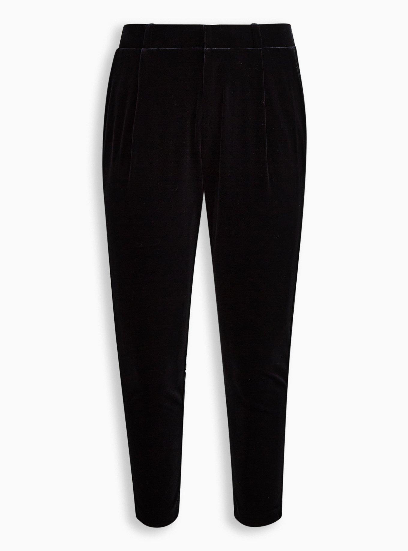 RELAXED VELVET PANTS - Black