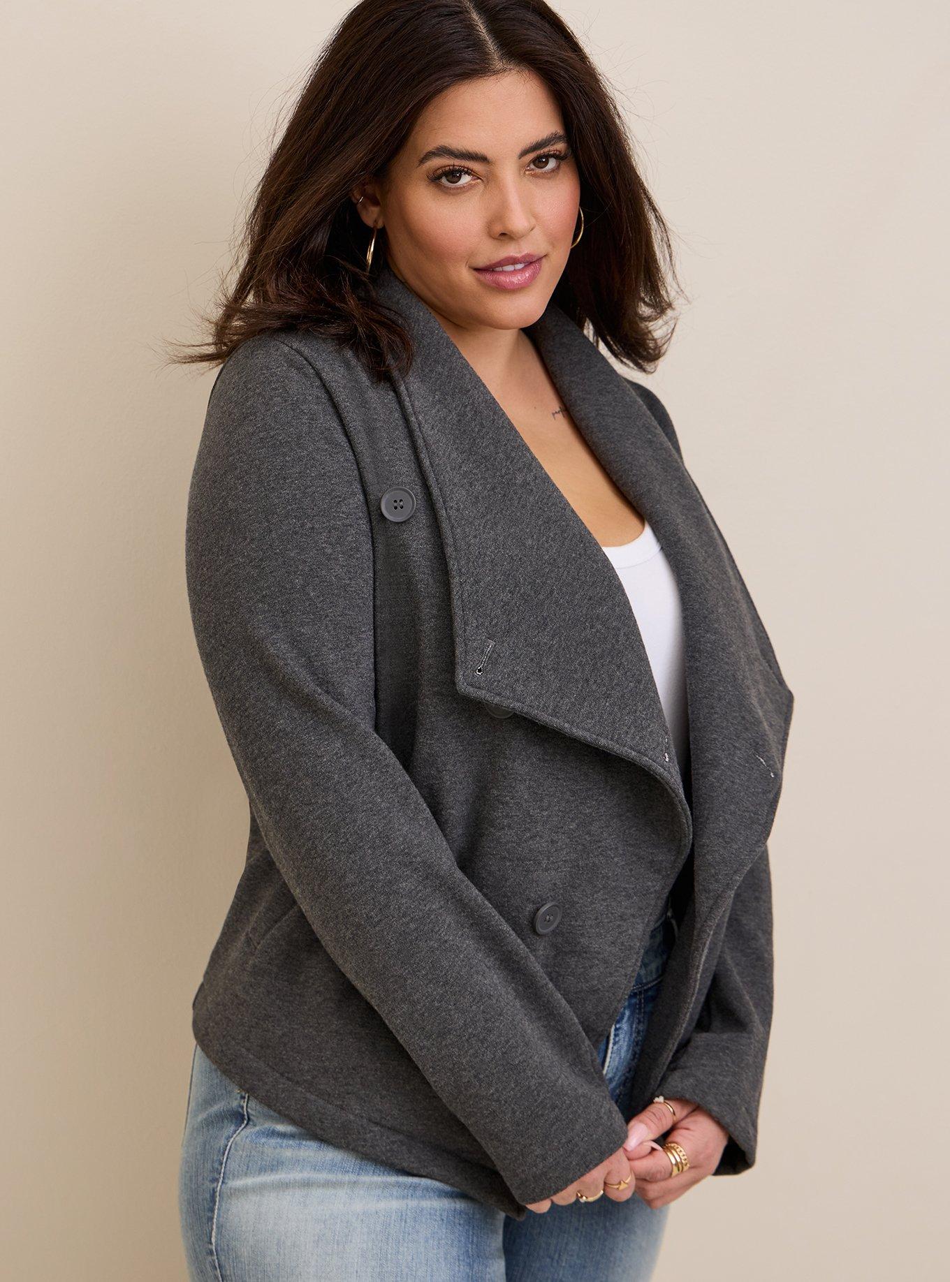 Plus Size - Fleece Drape Front Jacket - Torrid