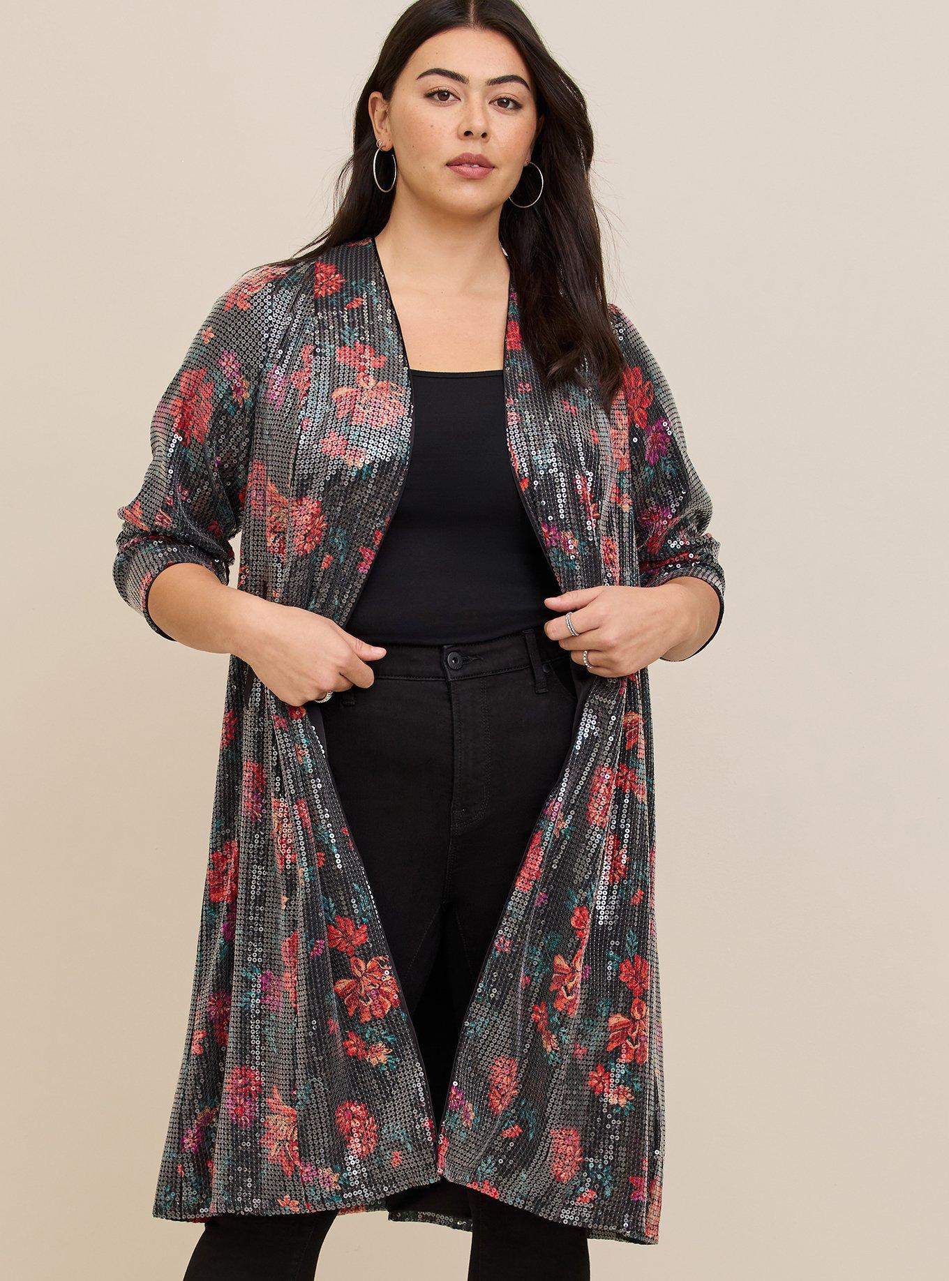 Plus Size - Sequin Velvet Maxi Kimono - Torrid