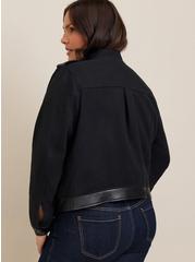 Plus Size Wool Band Jacket, DEEP BLACK, alternate