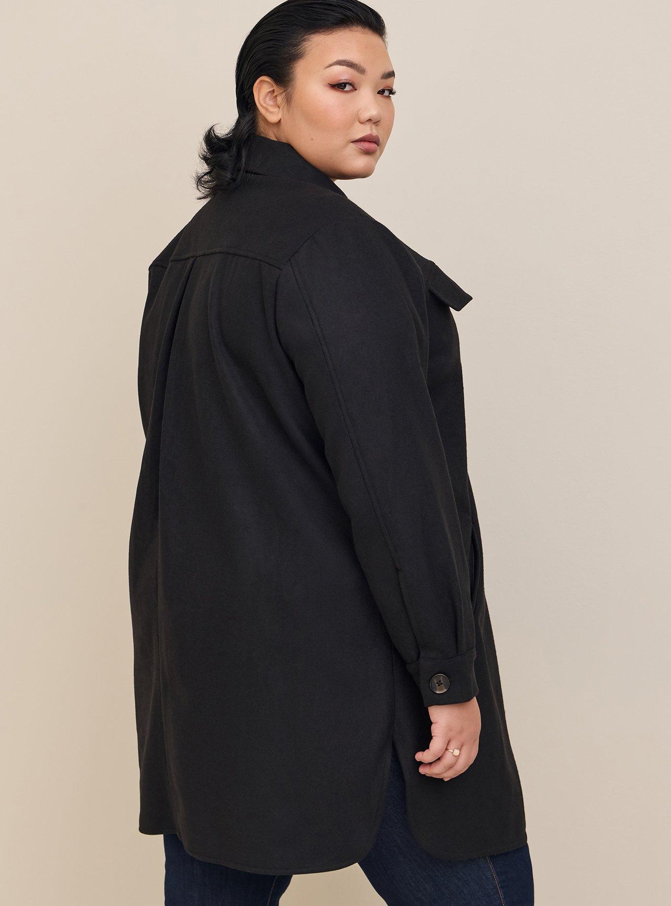 Wool Longline Shacket, DEEP BLACK, alternate