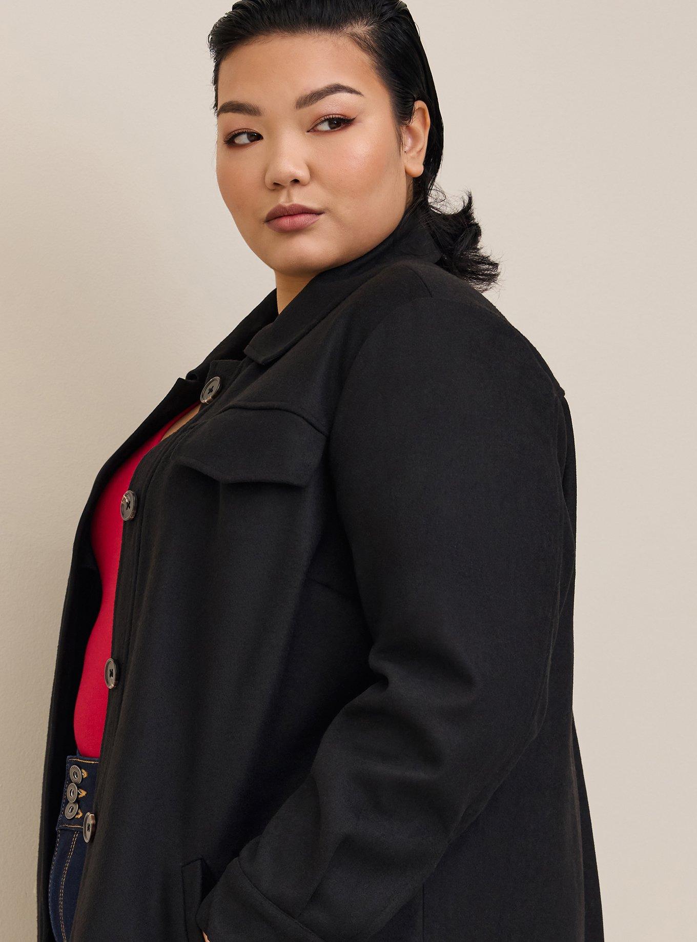 Wool Longline Shacket, DEEP BLACK, alternate