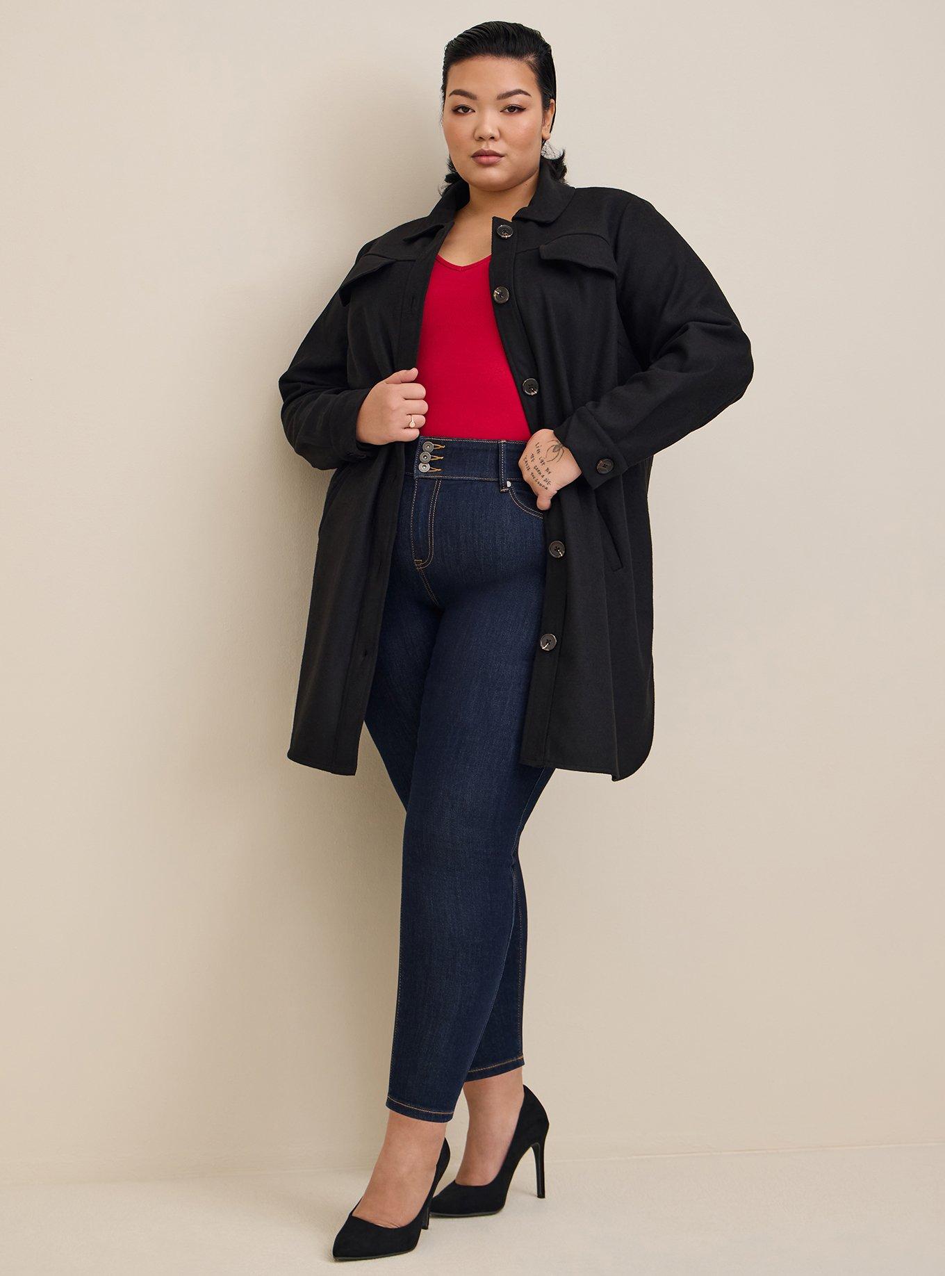 Wool Longline Shacket, DEEP BLACK, hi-res