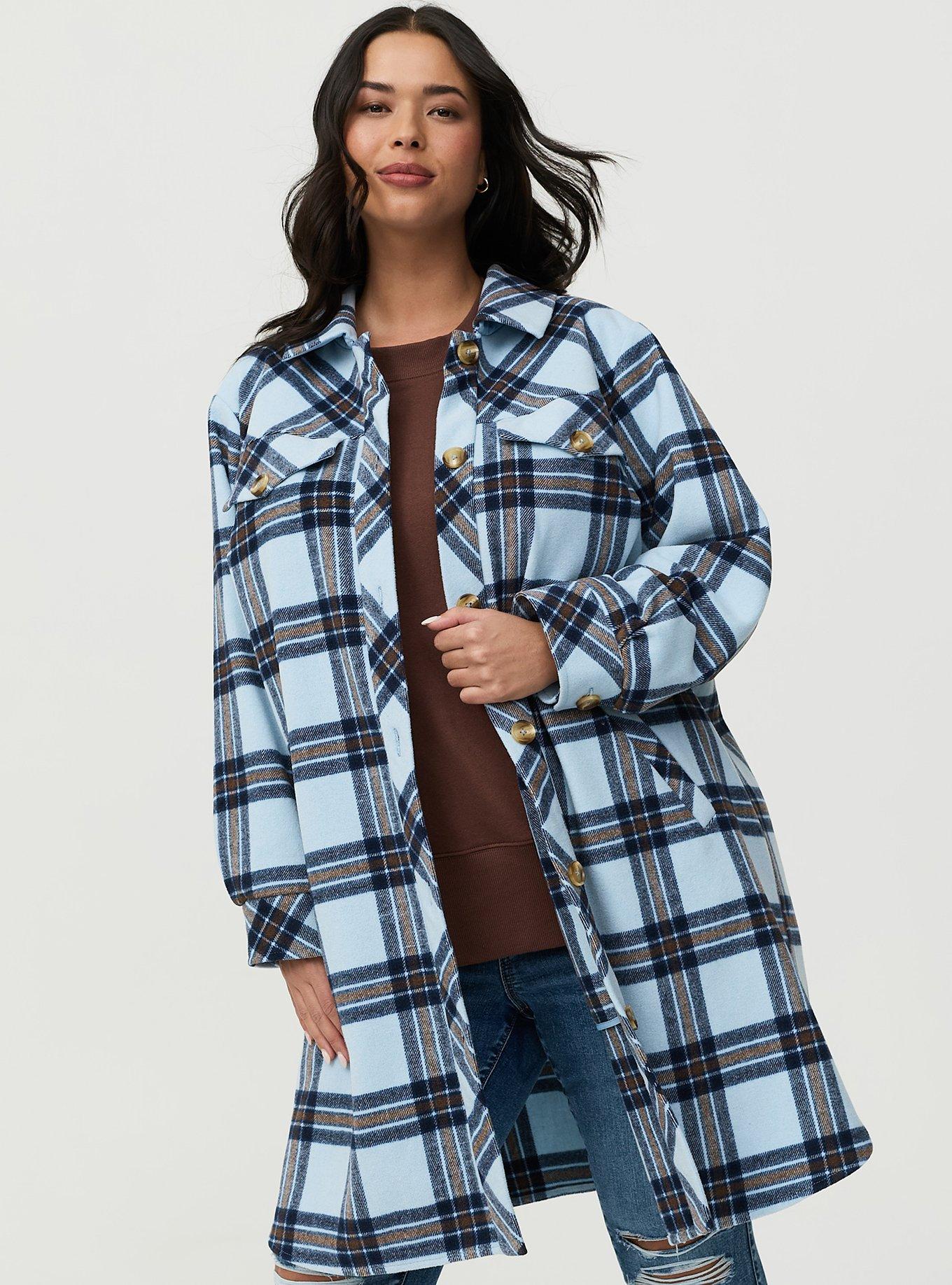 Wool Longline Shacket, TUCKER PLAID LIGHT BLUE, alternate