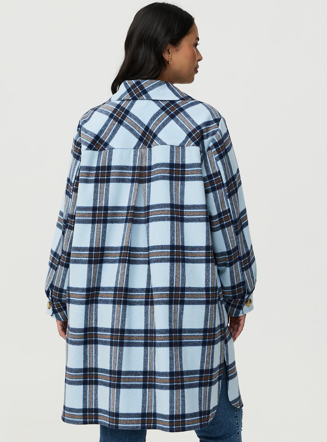 Wool Longline Shacket, TUCKER PLAID LIGHT BLUE, alternate
