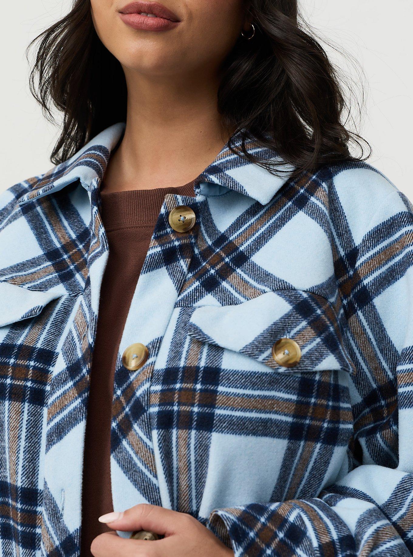 Wool Longline Shacket, TUCKER PLAID LIGHT BLUE, alternate