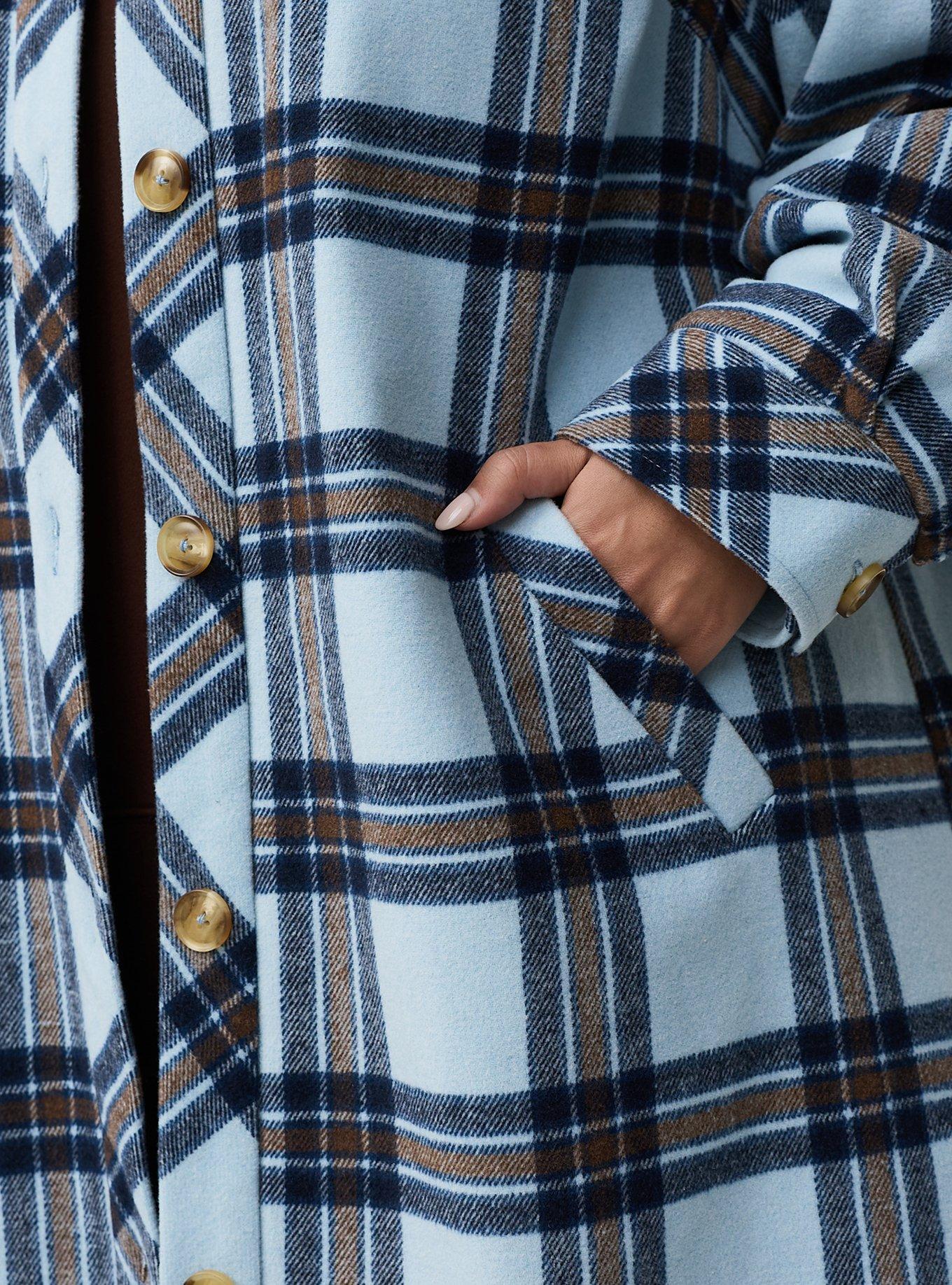 Wool Longline Shacket, TUCKER PLAID LIGHT BLUE, alternate