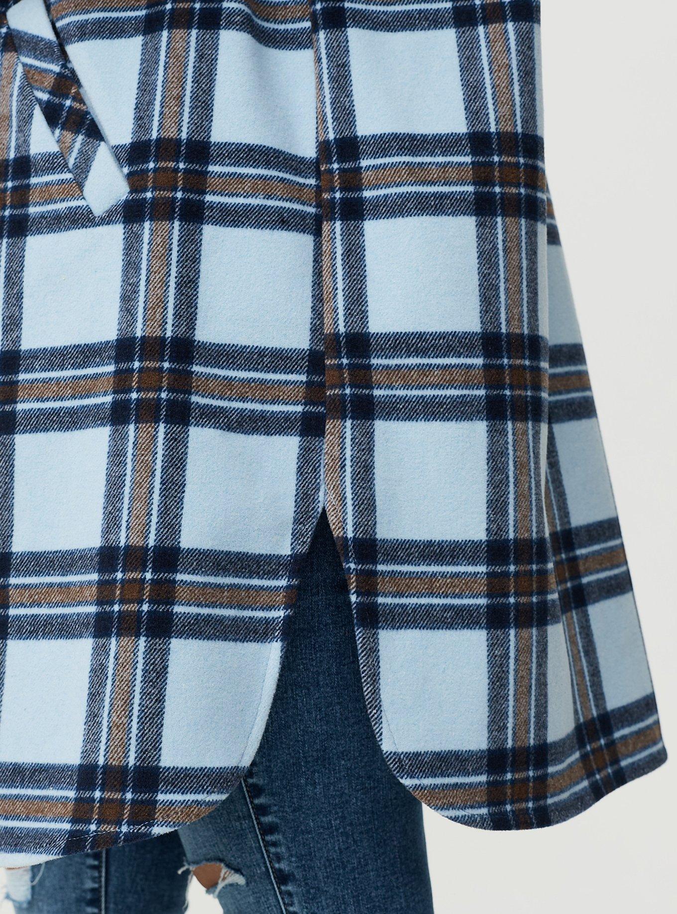 Wool Longline Shacket, TUCKER PLAID LIGHT BLUE, alternate