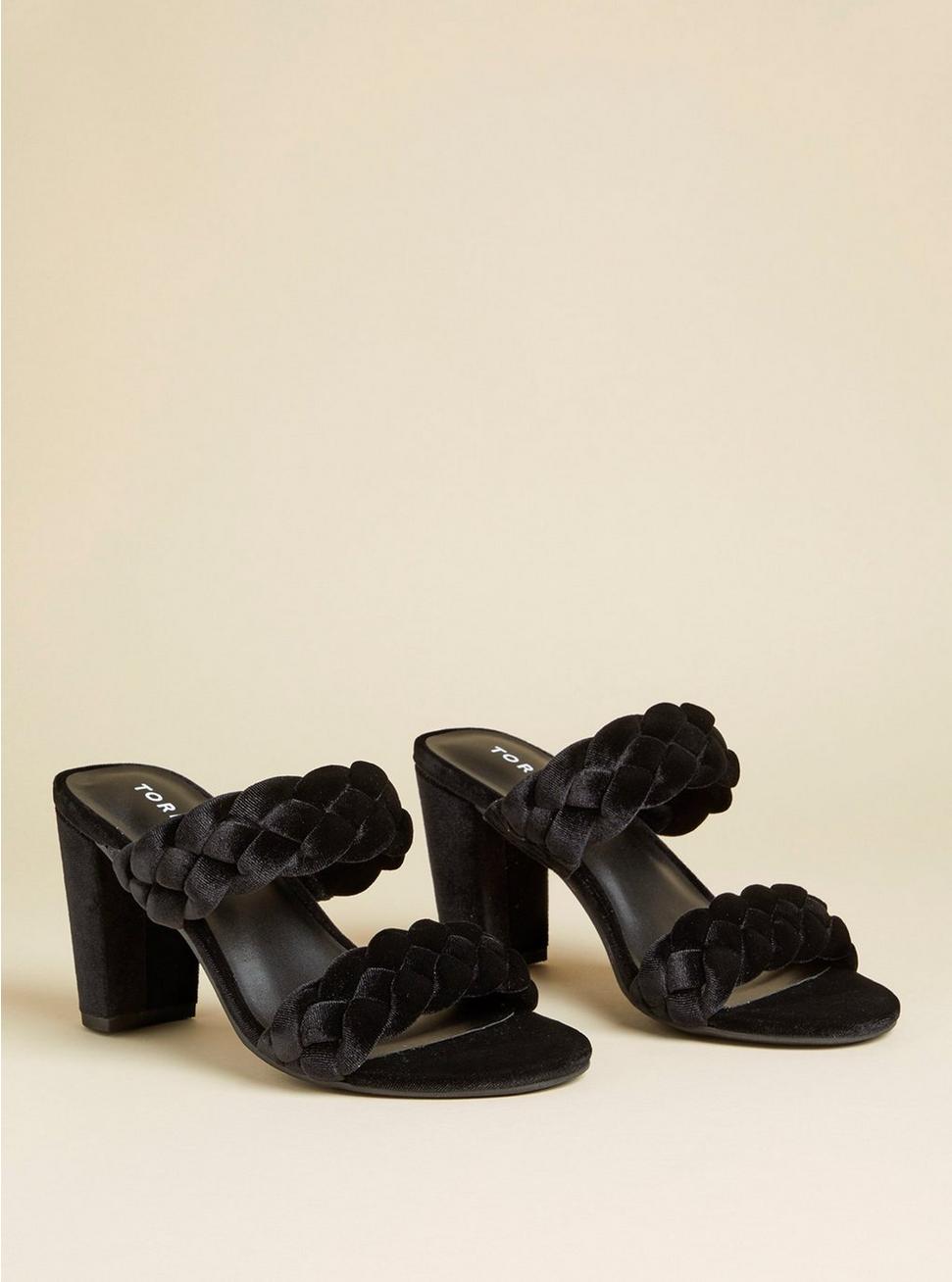 Braided Taper Heel Sandal (WW), BLACK, hi-res