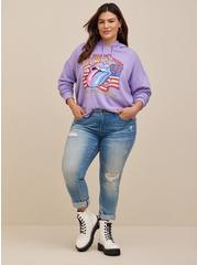 The Rolling Stones Relax Fit Cozy Fleece Pullover Crop Hoodie, LAVENDER, alternate