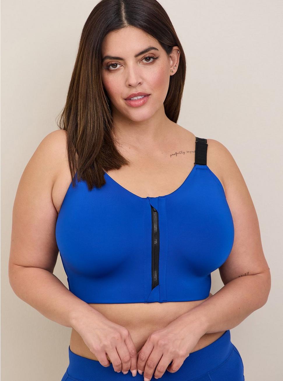 Wire-Free Hi-Impact Zip-Front Sports Bra, SURF THE WEB, hi-res