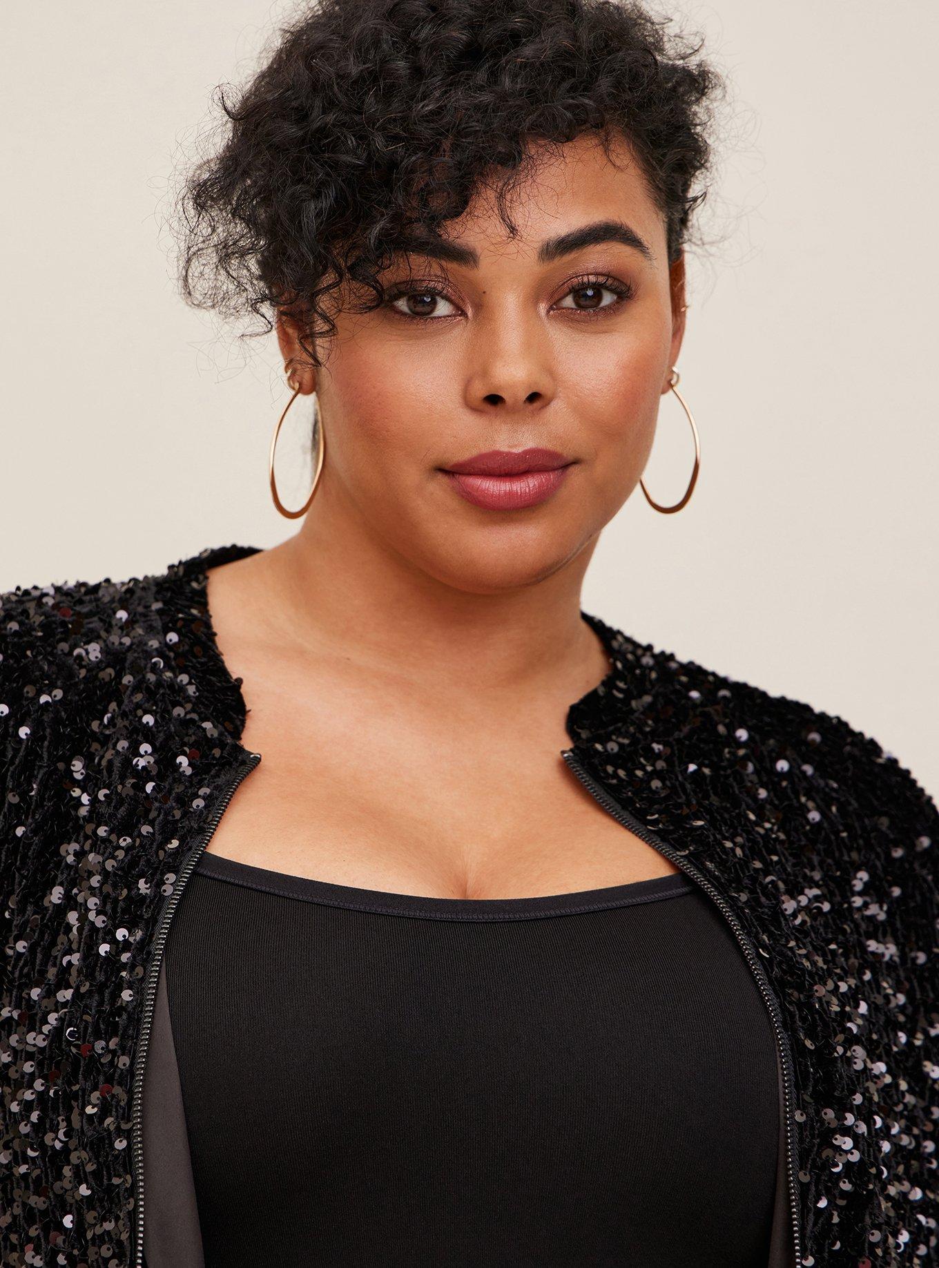 Sequin Crop Jacket, DEEP BLACK, alternate