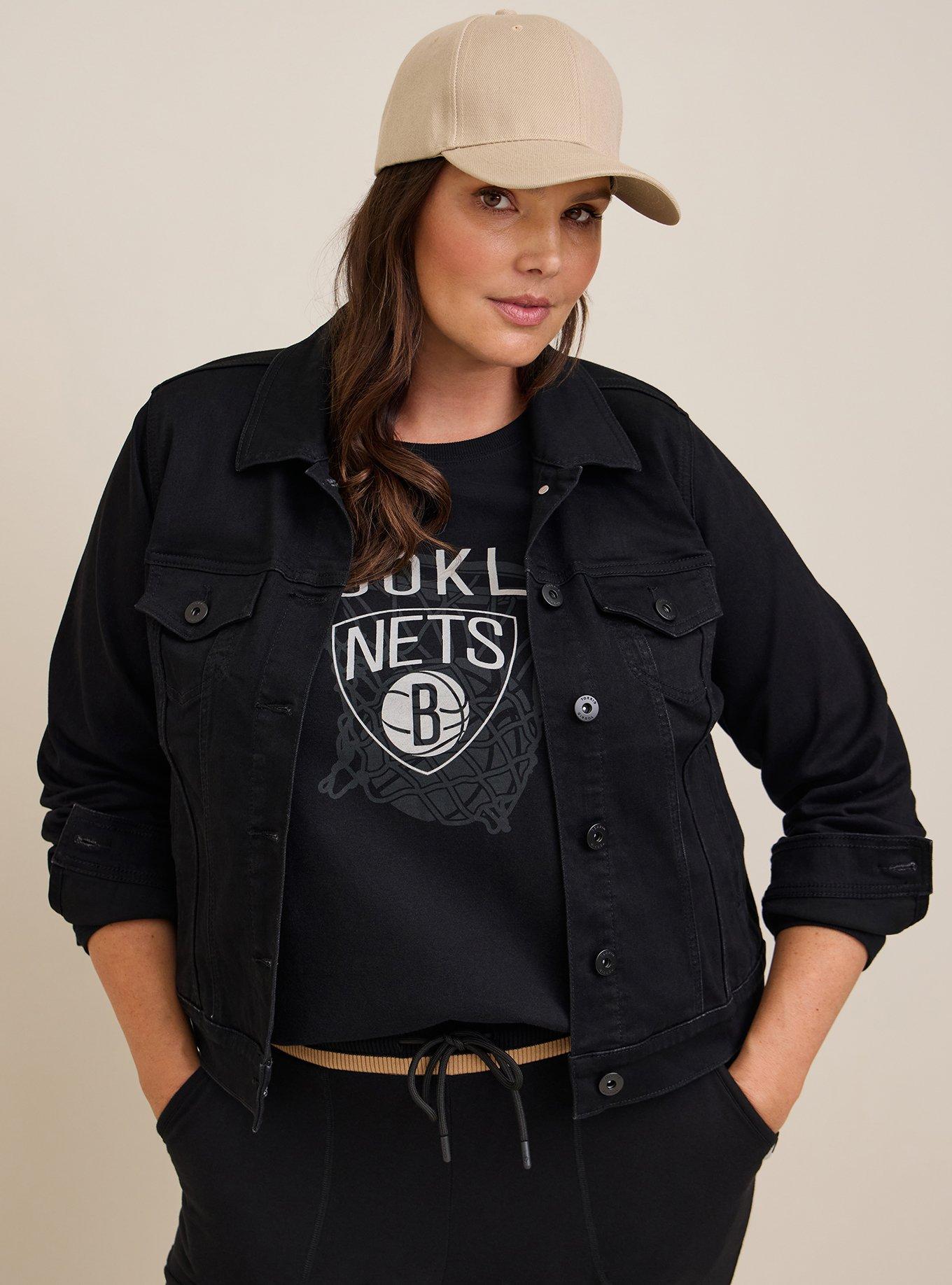 Super Soft Denim Trucker Jacket, DEEP BLACK, alternate