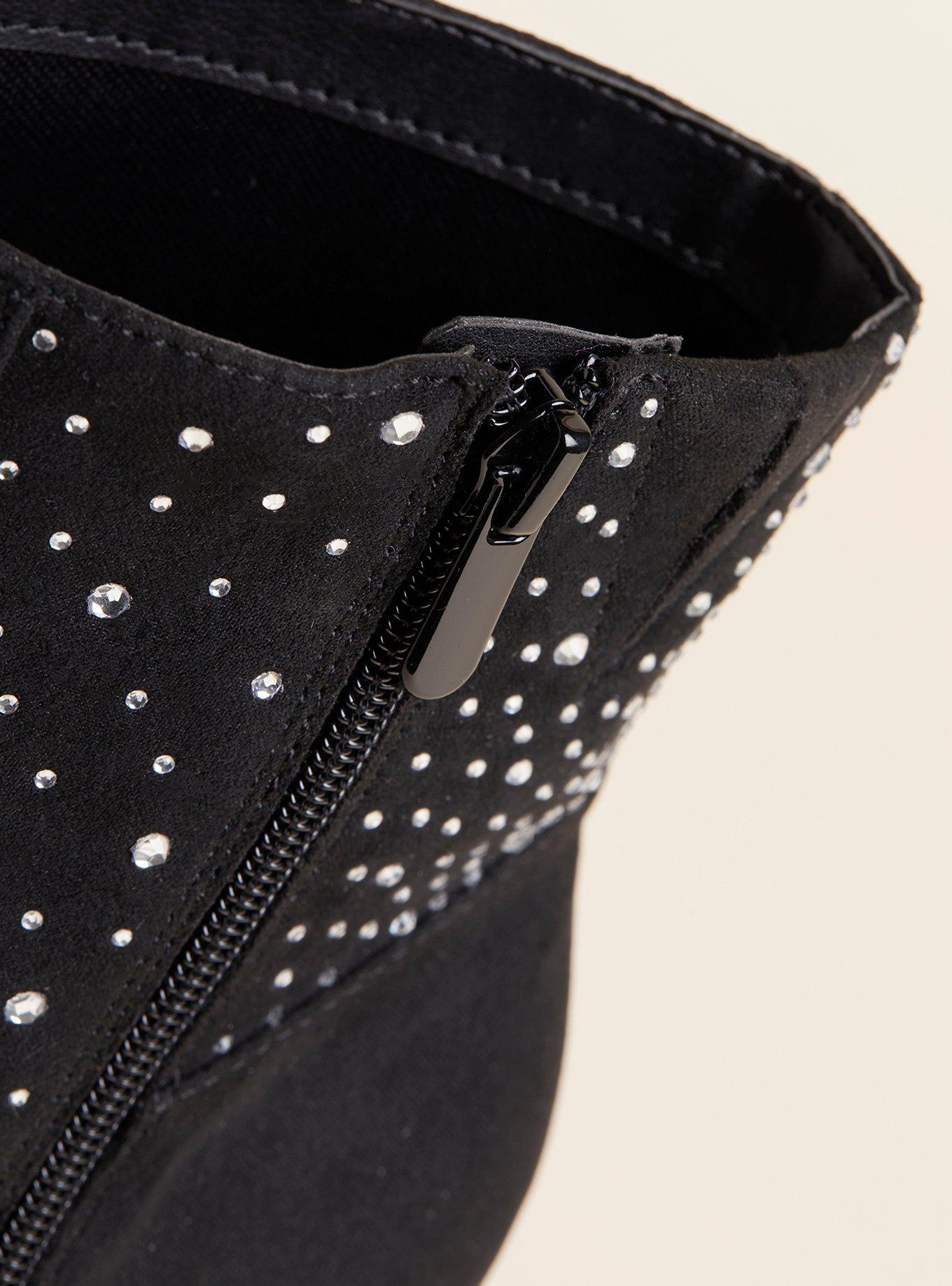 Peep Toe Lace-Up Heel Bootie (WW), BLACK, alternate