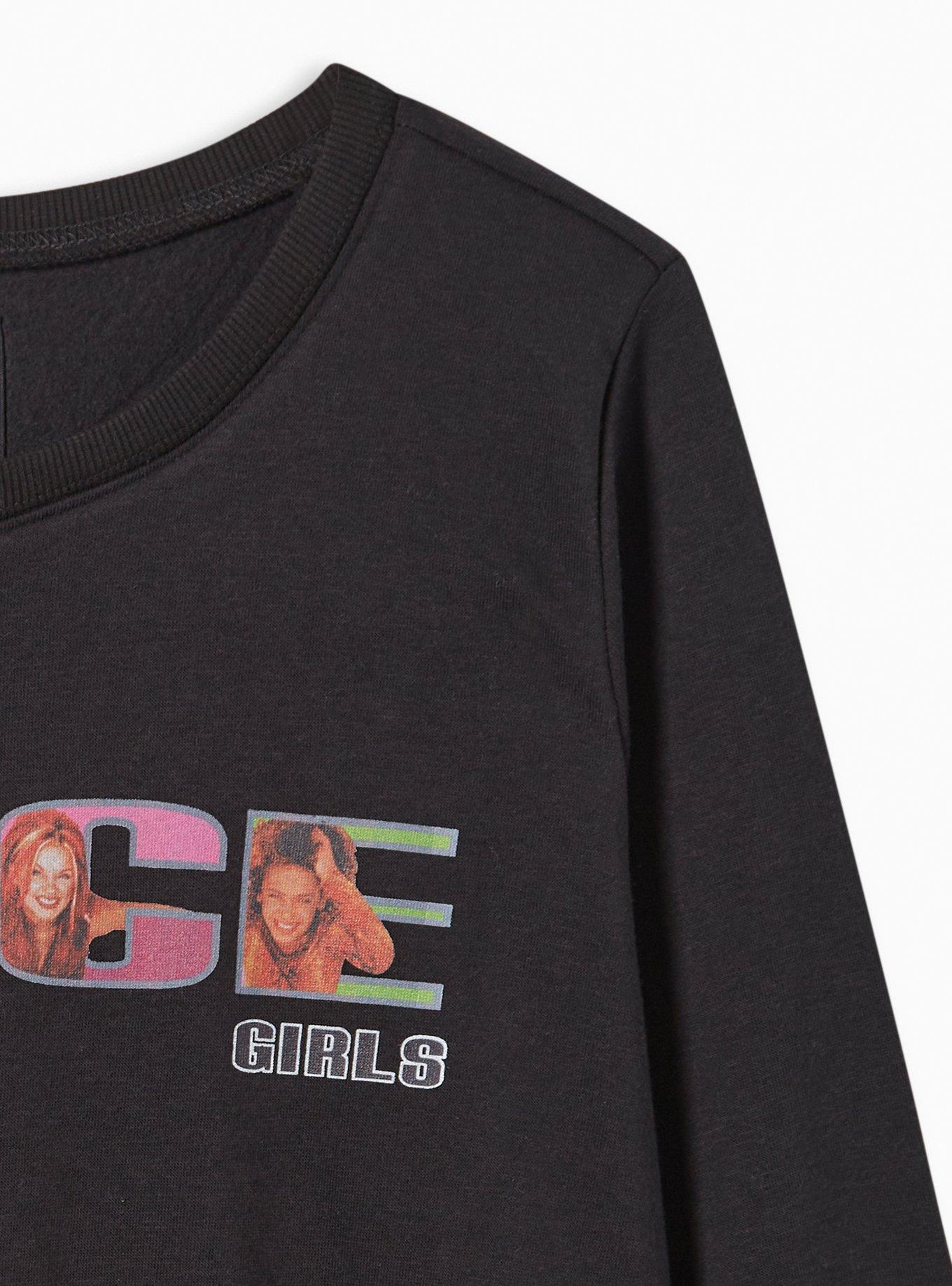 Plus Size Spice Girls Cozy Fleece Crew Neck Sweatshirt, DEEP BLACK, alternate