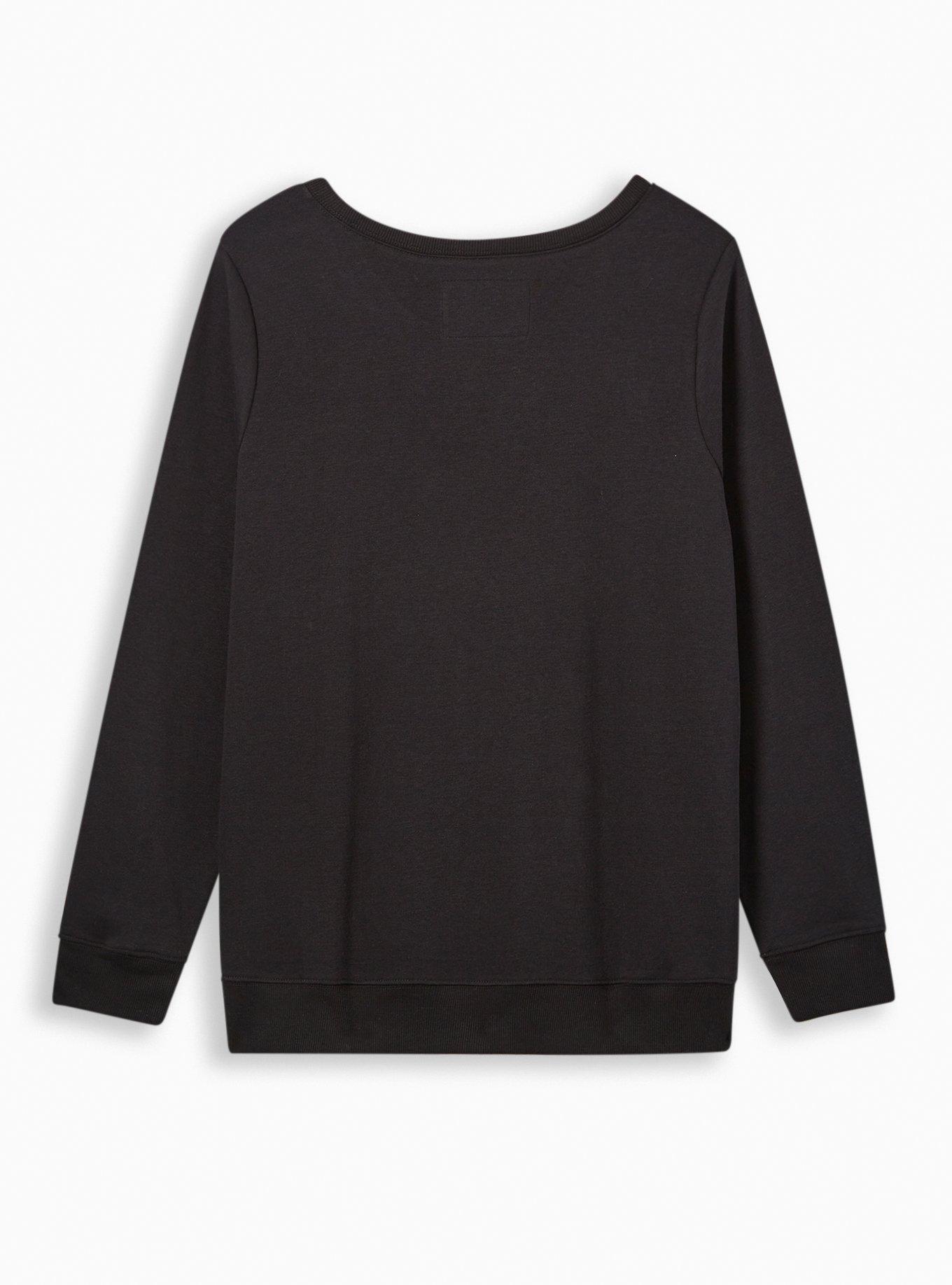Plus Size Spice Girls Cozy Fleece Crew Neck Sweatshirt, DEEP BLACK, alternate