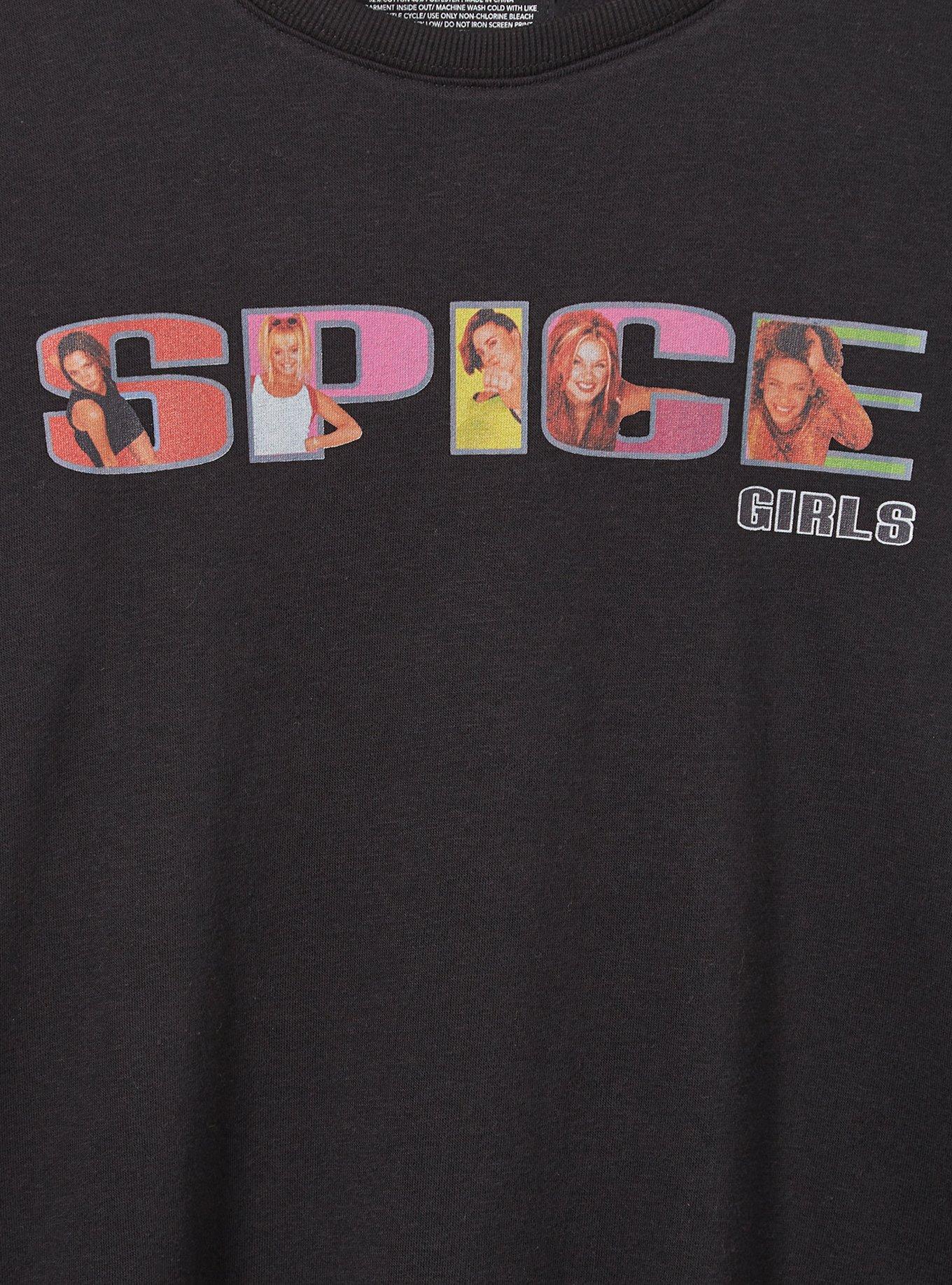 Plus Size Spice Girls Cozy Fleece Crew Neck Sweatshirt, DEEP BLACK, alternate