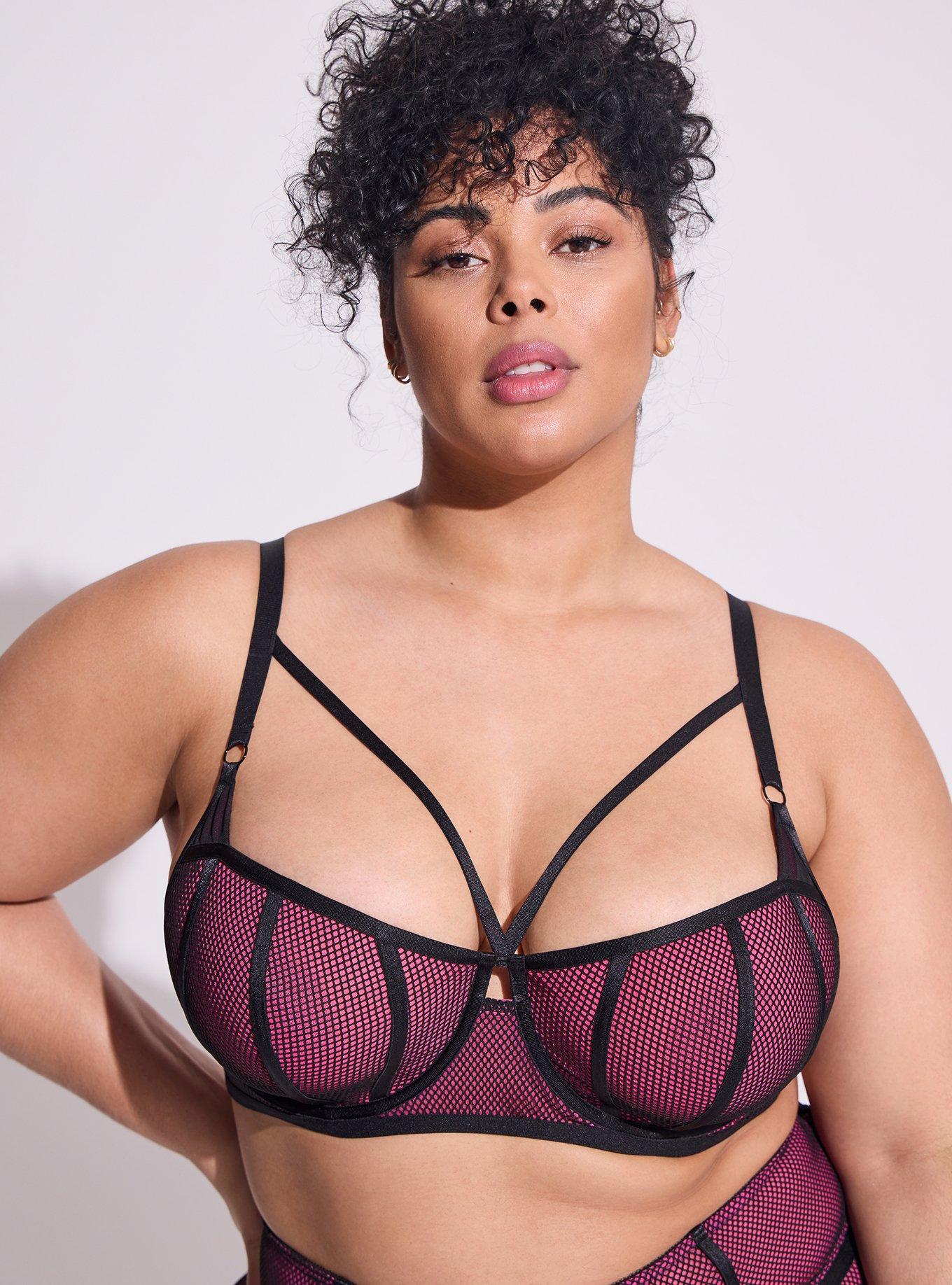 Plus Size - Fishnet & Satin Binding Longline Bra - Torrid