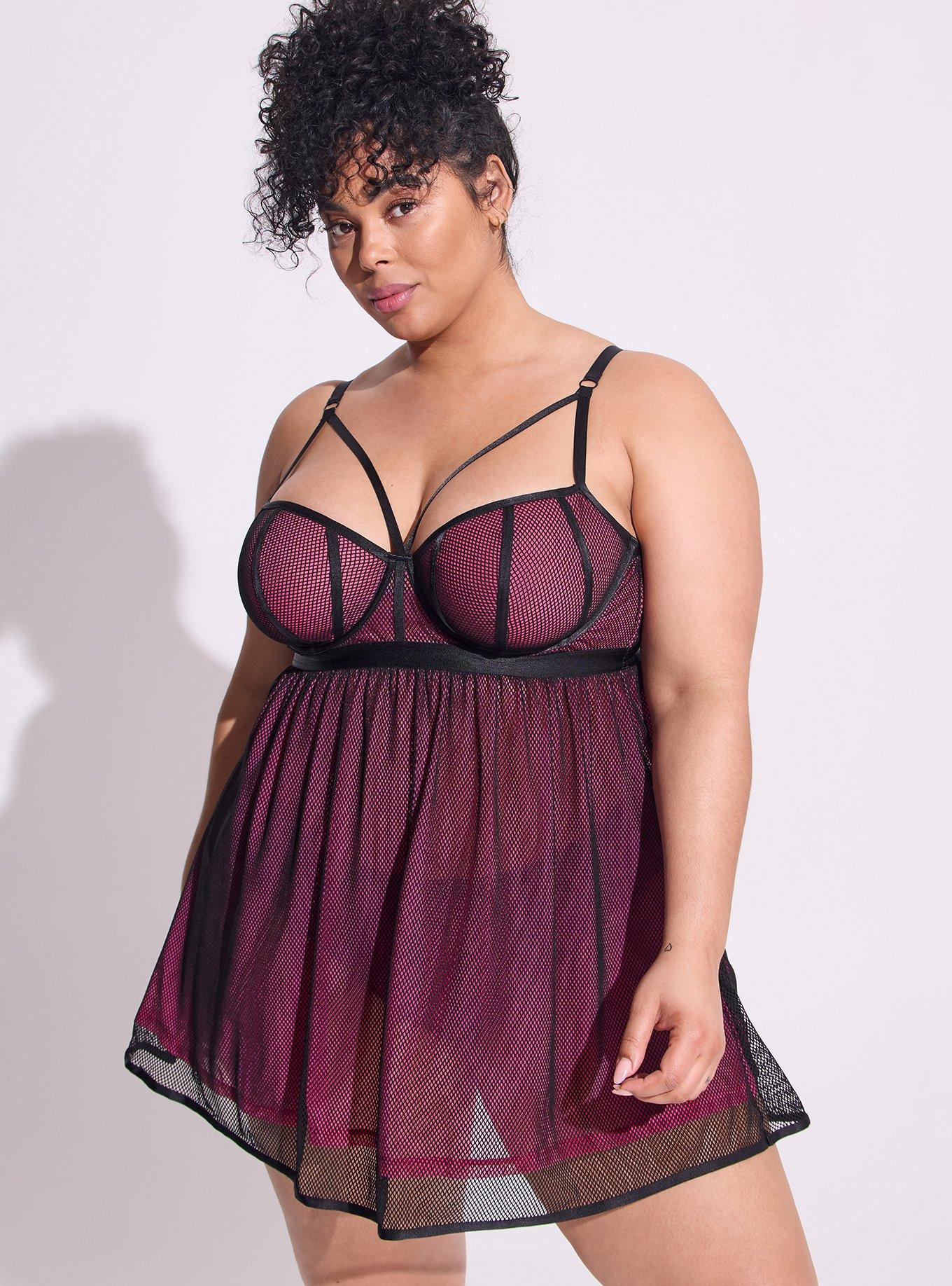 Plus Size - Underwire Babydoll Top - Lace & Bow Red - Torrid