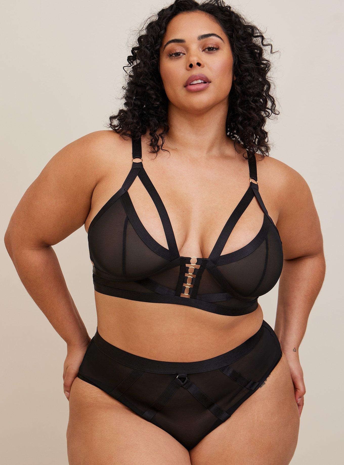 Plus Size - Overt Strappy Mesh Wireless Bralette - Torrid