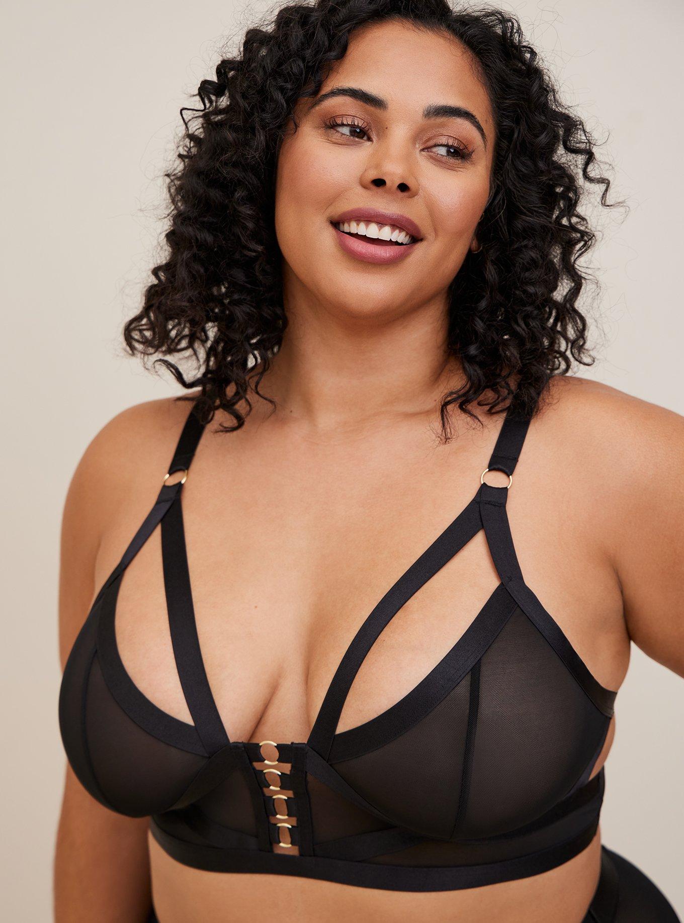 Plus Size - Black Strappy Lace Bralette - Torrid