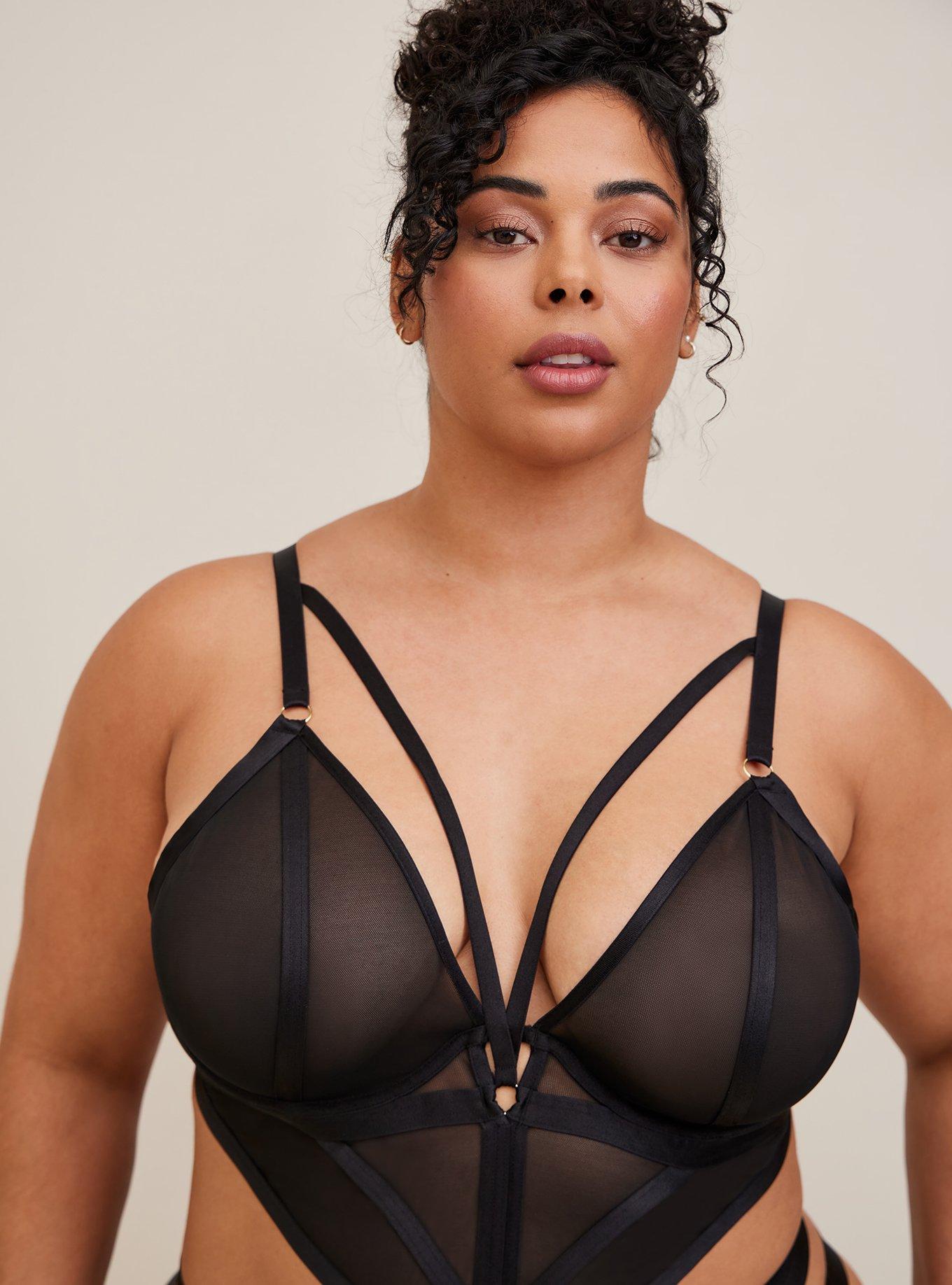 Frequency Strappy Mesh And Jersey Bodysuit - Black