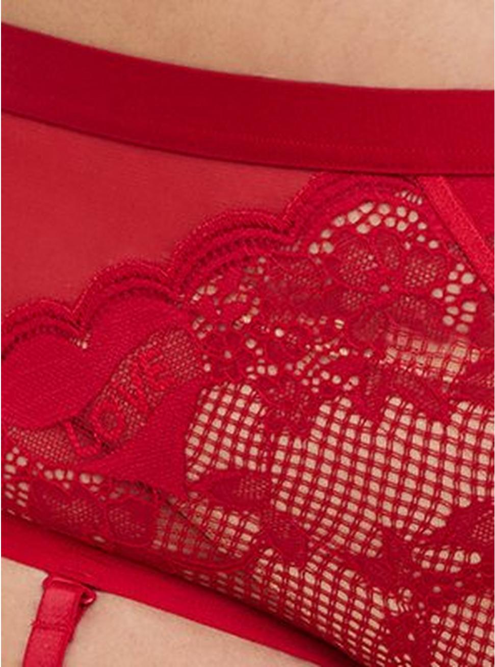 Tattoo Lace Mid-Rise Hipster Panty, JESTER RED, alternate