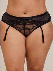 Plus Size Tattoo Lace Mid-Rise Hipster Panty, RICH BLACK, alternate