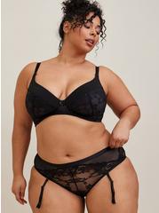 Plus Size Tattoo Lace Mid-Rise Hipster Panty, RICH BLACK, hi-res