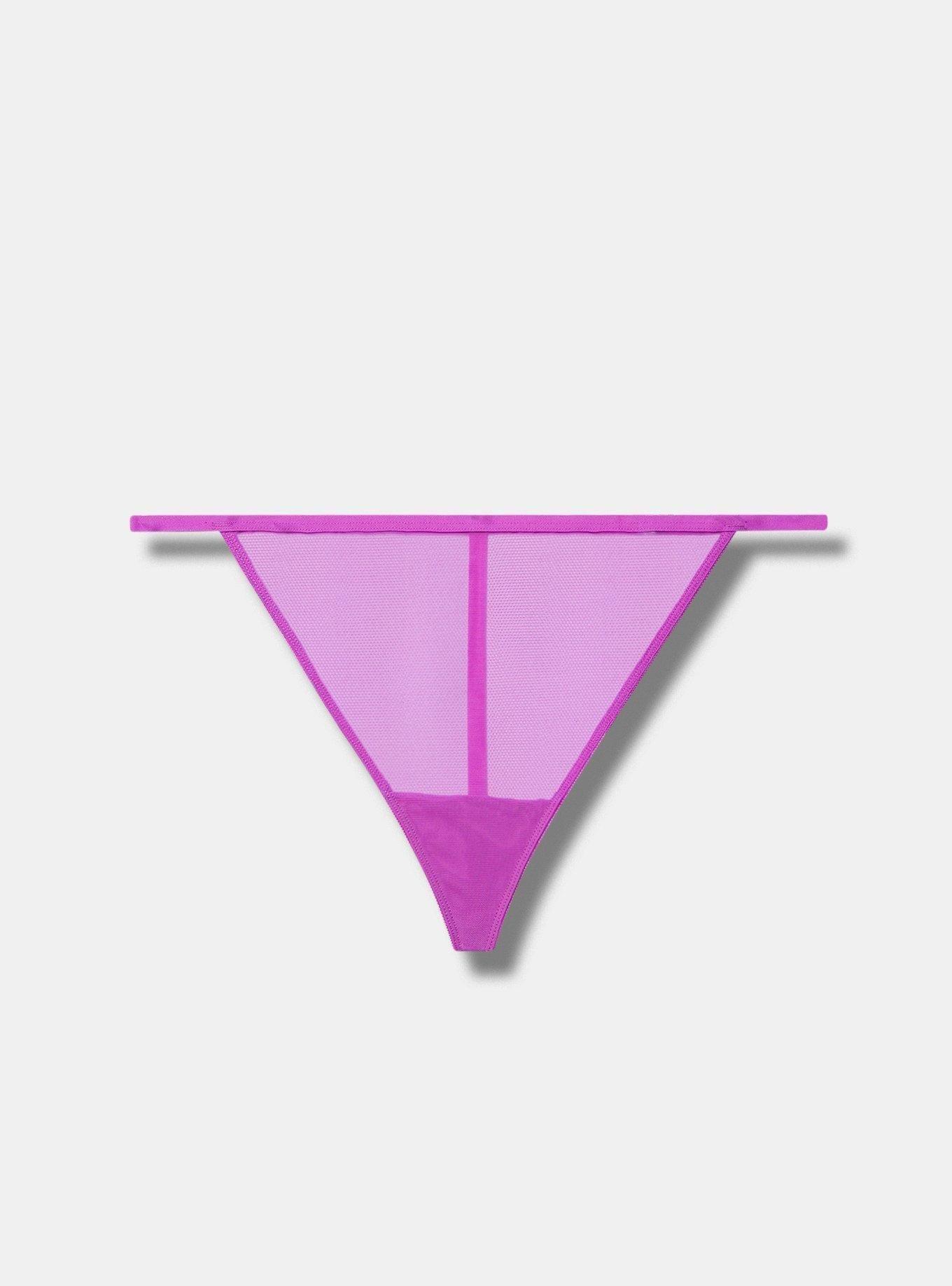 Plus Size Mesh G-String Panty, VIVID VIOLET, hi-res