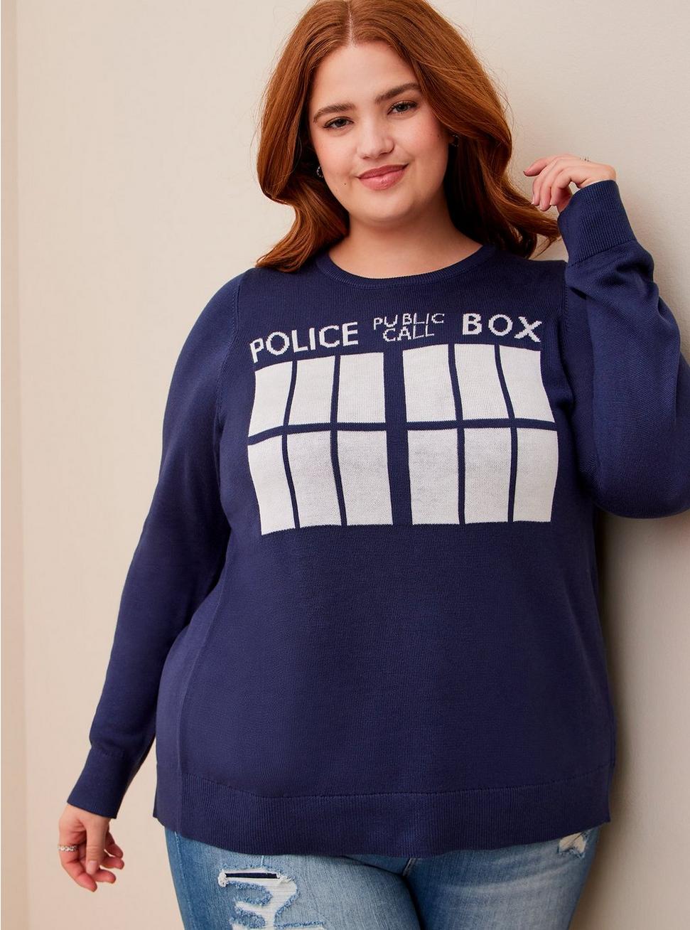 Doctor Who TARDIS Pullover Sweater, MEDEVIAL BLUE, alternate