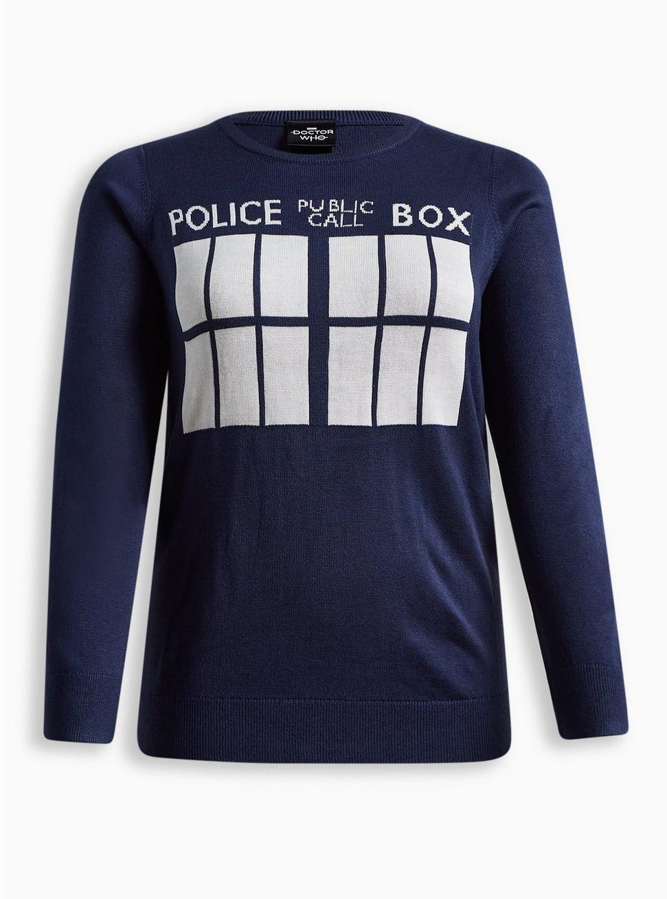 Doctor Who TARDIS Pullover Sweater, MEDEVIAL BLUE, hi-res