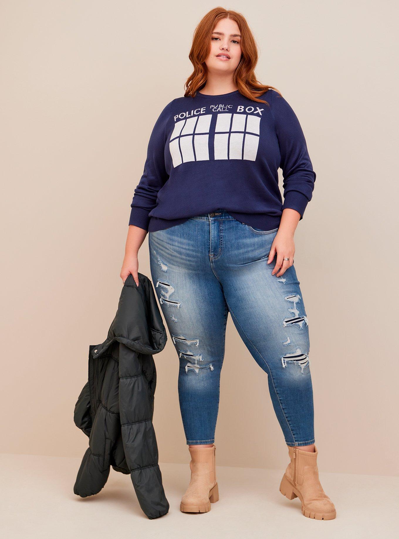 Doctor Who TARDIS Pullover Sweater, MEDEVIAL BLUE, hi-res
