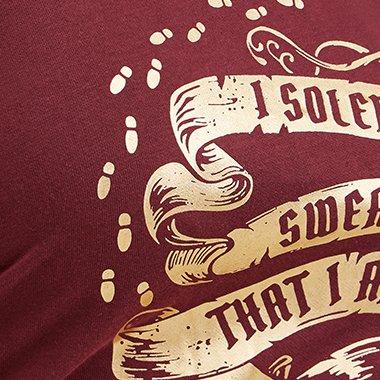 Harry Potter Solemnly Swear French Terry Off The Shoulder Sweatshirt, WINE, swatch