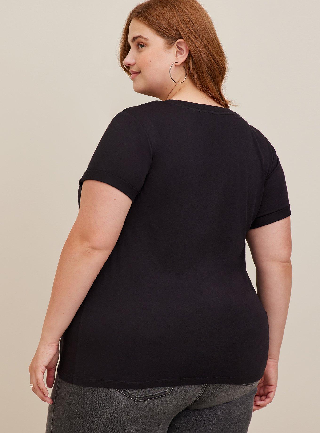 Plus Size Disney Nightmare Before Christmas Sally Scream Queen Cotton Modal Slub Rolled Sleeve Top, DEEP BLACK, alternate