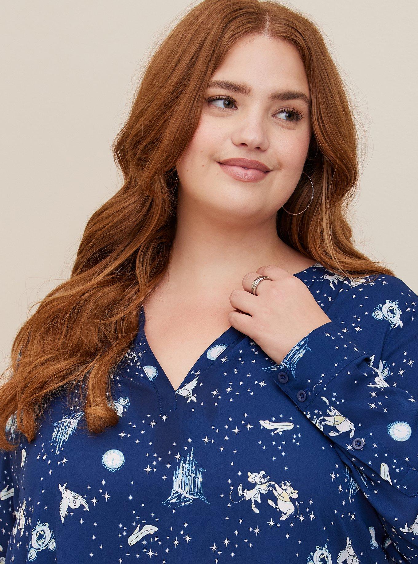 Plus Size - Disney Cinderella Long Sleeve Split Front Georgette