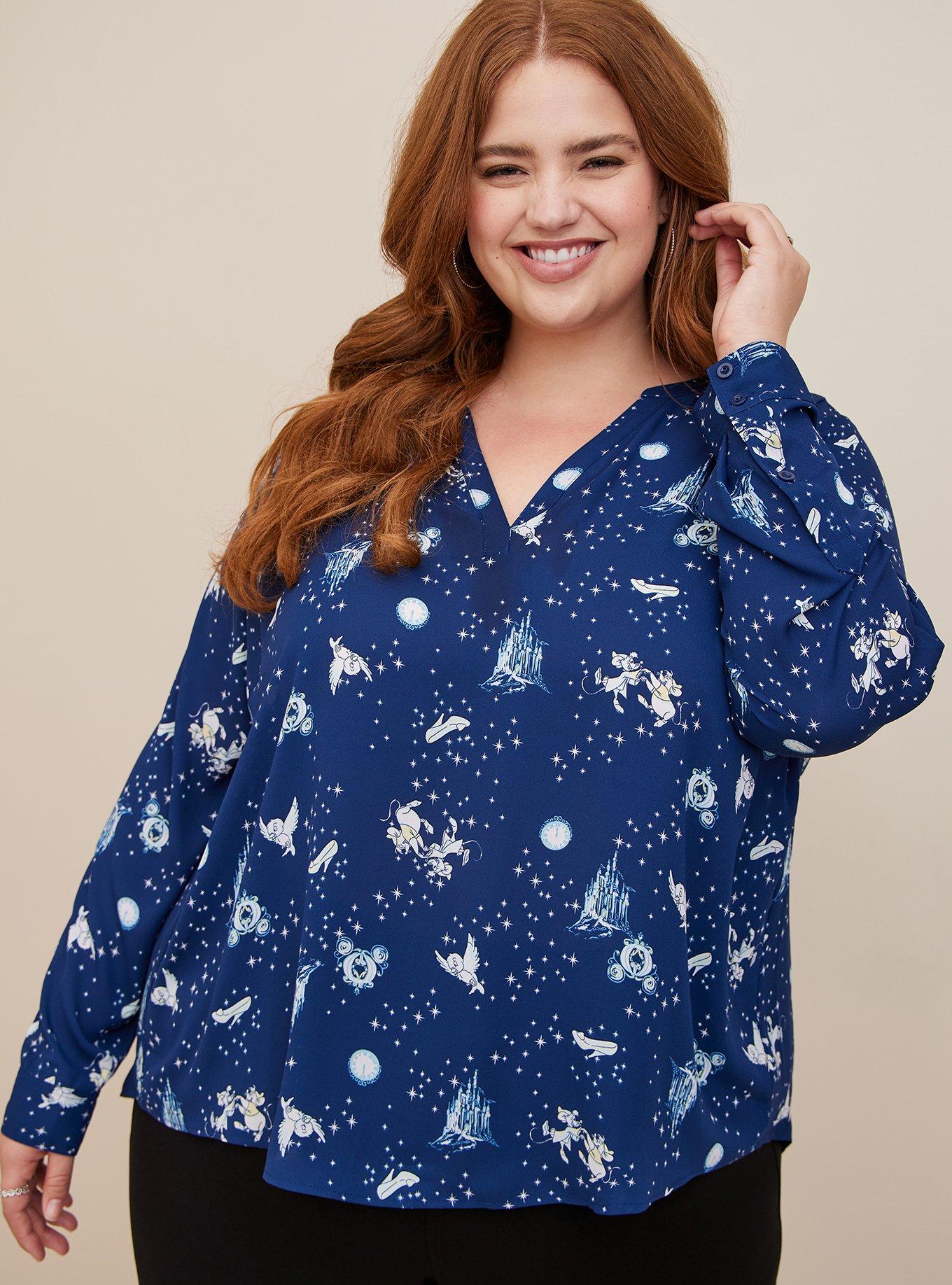 Plus Size - Disney Cinderella Long Sleeve Split Front Georgette