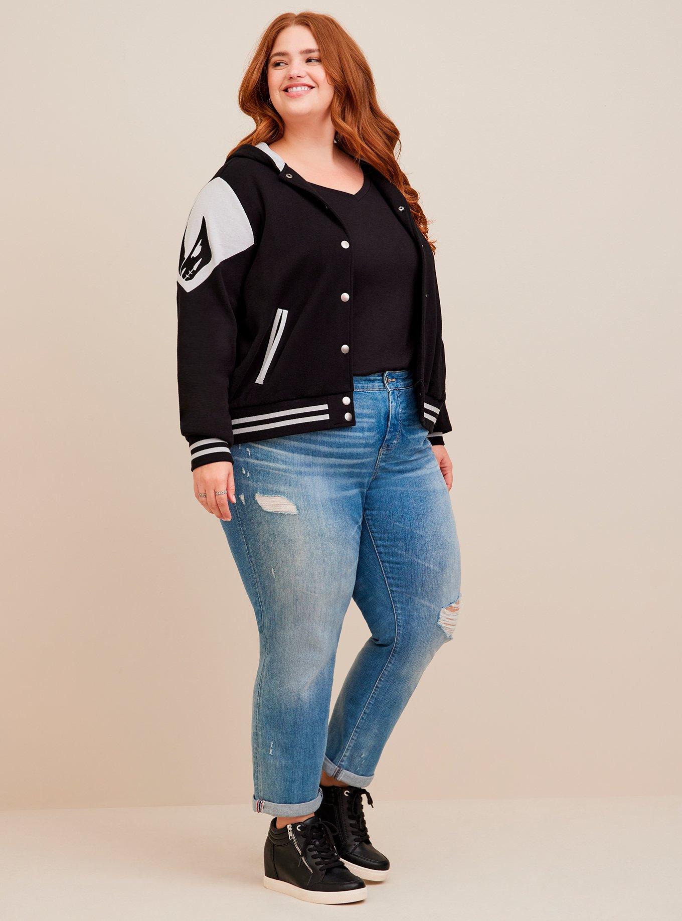 Plus size varsity outlet cardigan